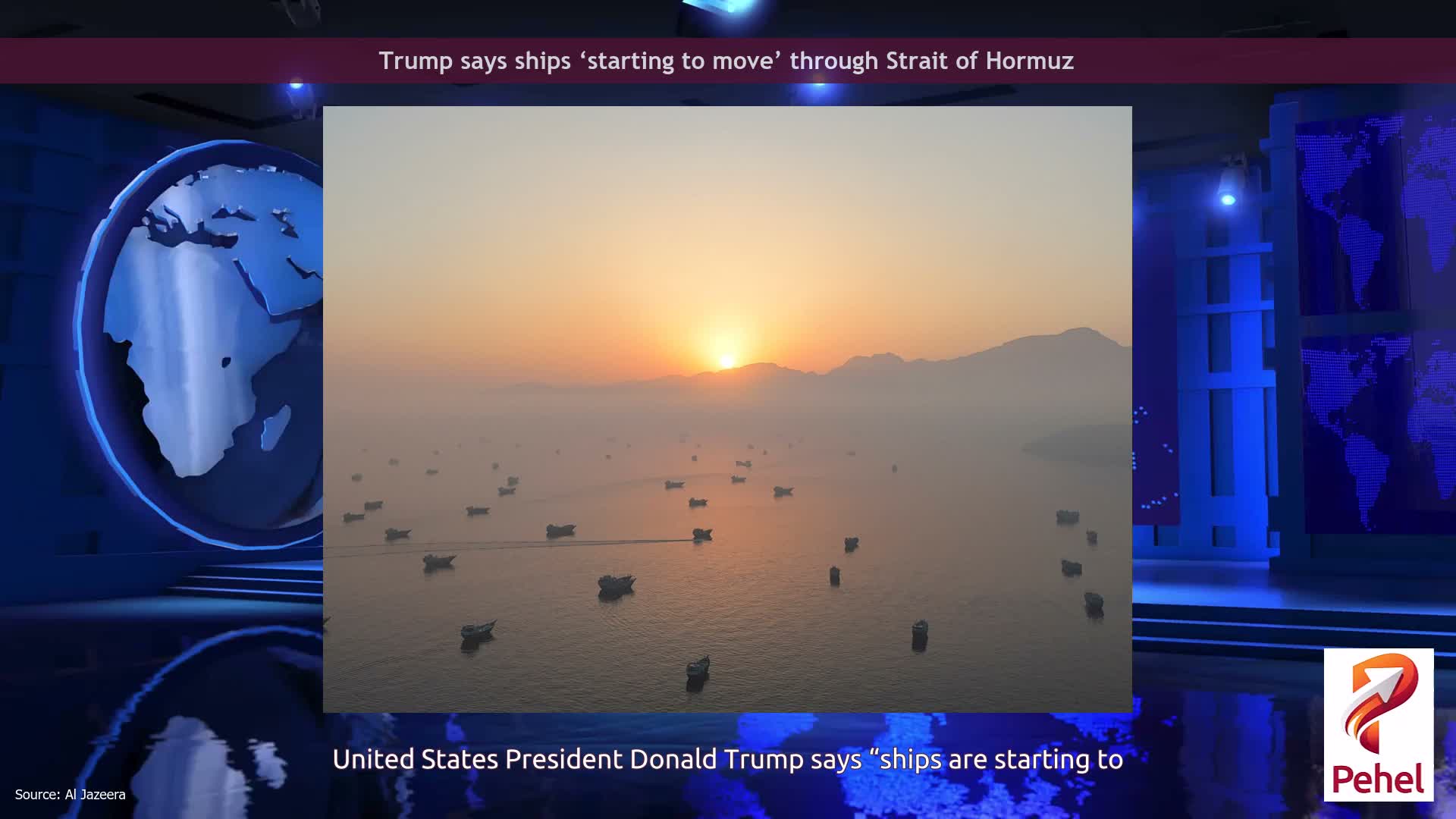 Trump says ships ‘starting to move’ through Strait of Hormuz