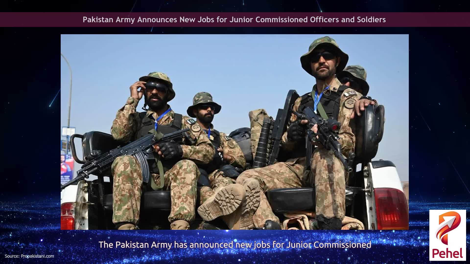 Pakistan Army Announces New Jobs for Junior Commissioned Officers and Soldiers