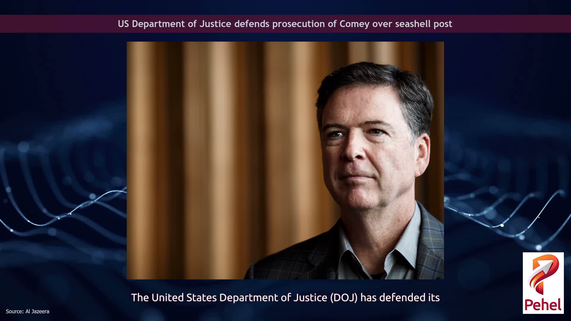 US Department of Justice defends prosecution of Comey over seashell post