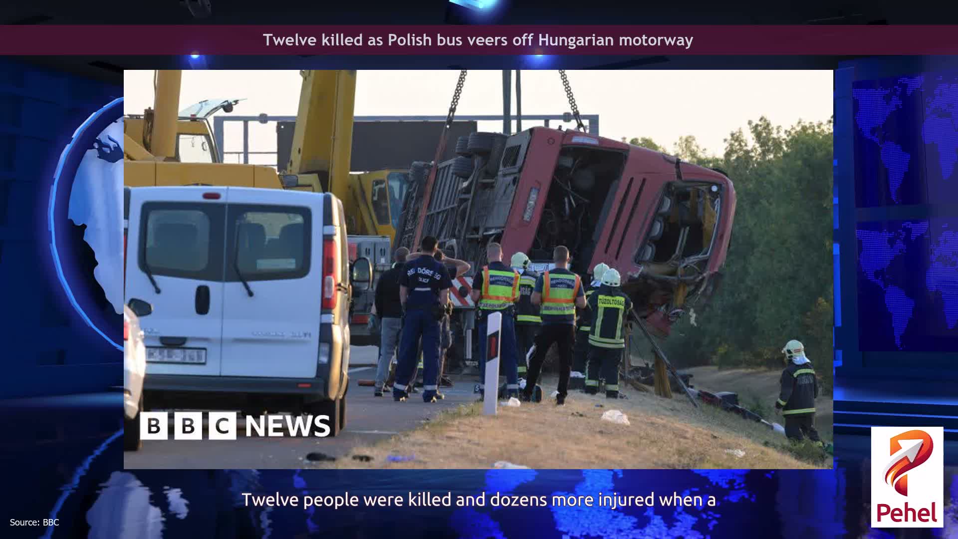 Twelve killed as Polish bus veers off Hungarian motorway
