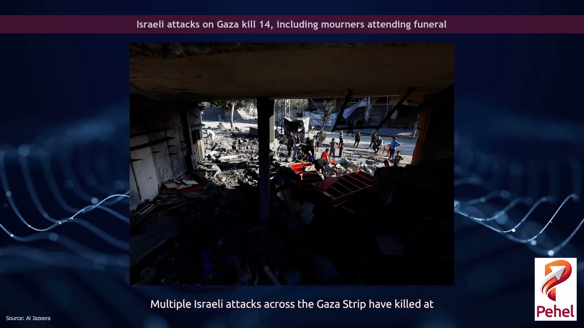 Israeli attacks on Gaza kill 14, including mourners attending funeral