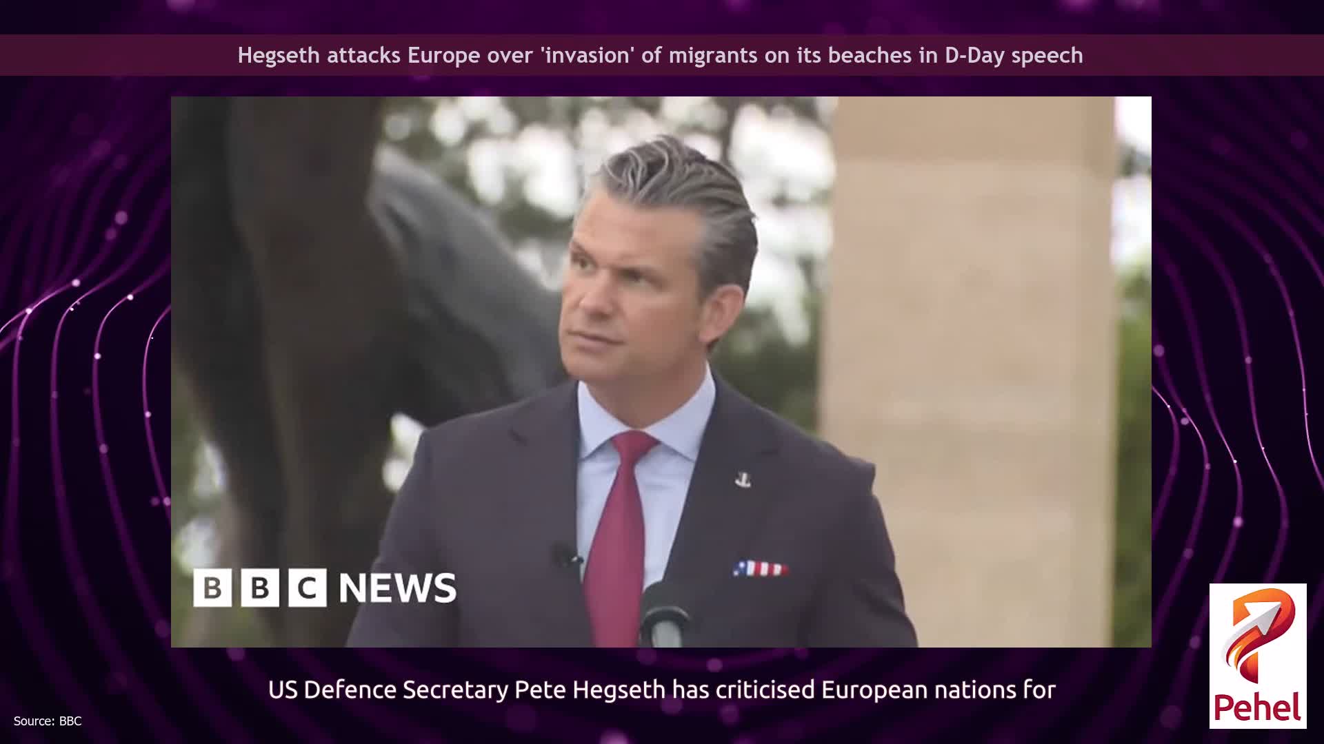 Hegseth attacks Europe over 'invasion' of migrants on its beaches in D-Day speech