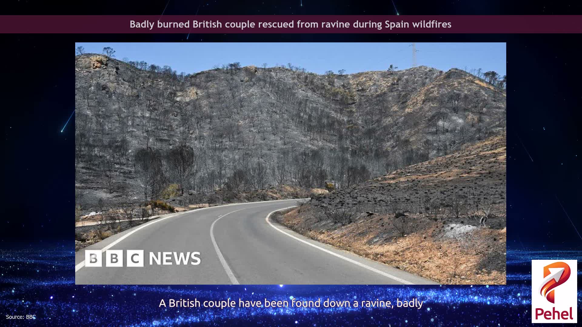 Badly burned British couple rescued from ravine during Spain wildfires