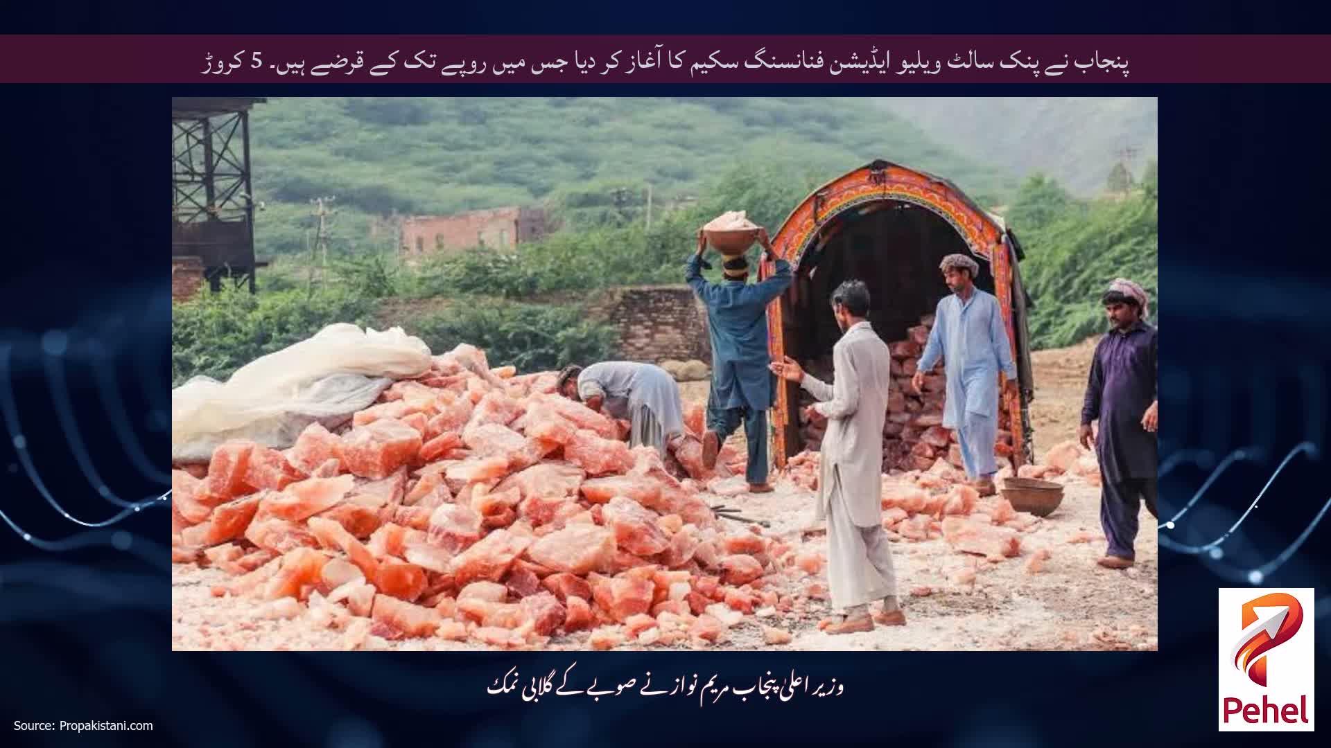 پنجاب نے پنک سالٹ ویلیو ایڈیشن فنانسنگ سکیم کا آغاز کر دیا جس میں روپے تک کے قرضے ہیں۔ 5 کروڑ