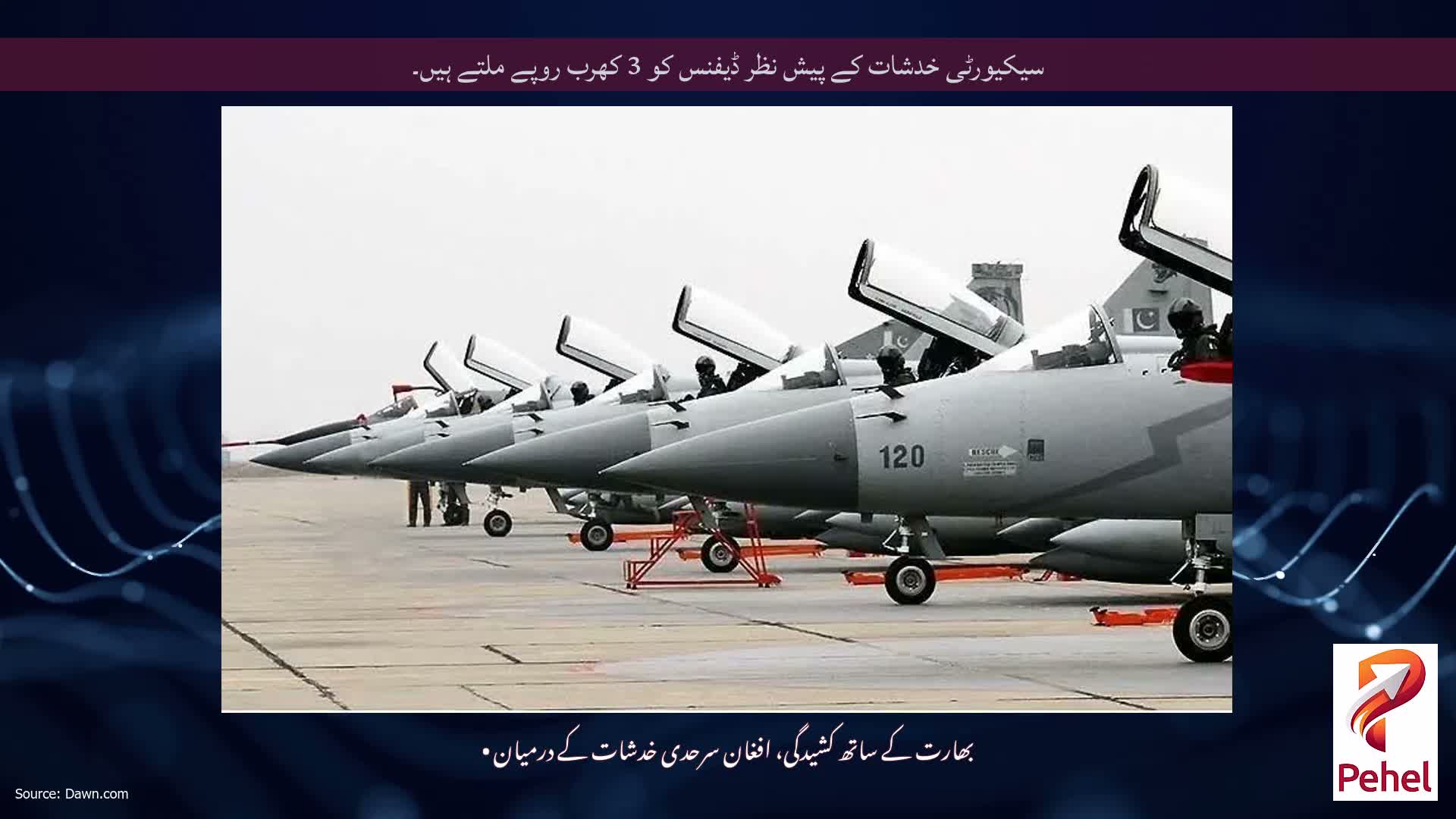 سیکیورٹی خدشات کے پیش نظر ڈیفنس کو 3 کھرب روپے ملتے ہیں۔