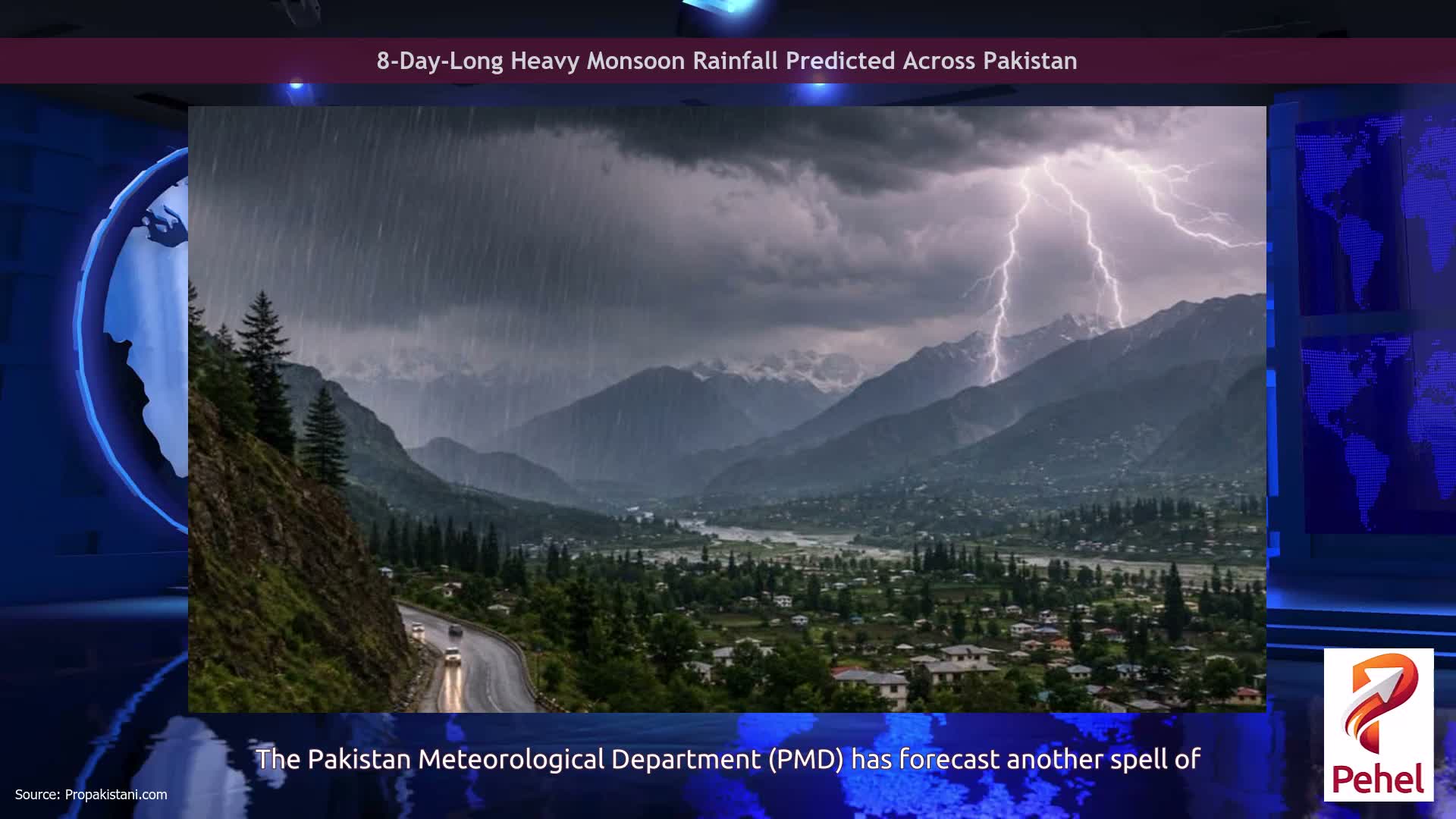 8-Day-Long Heavy Monsoon Rainfall Predicted Across Pakistan