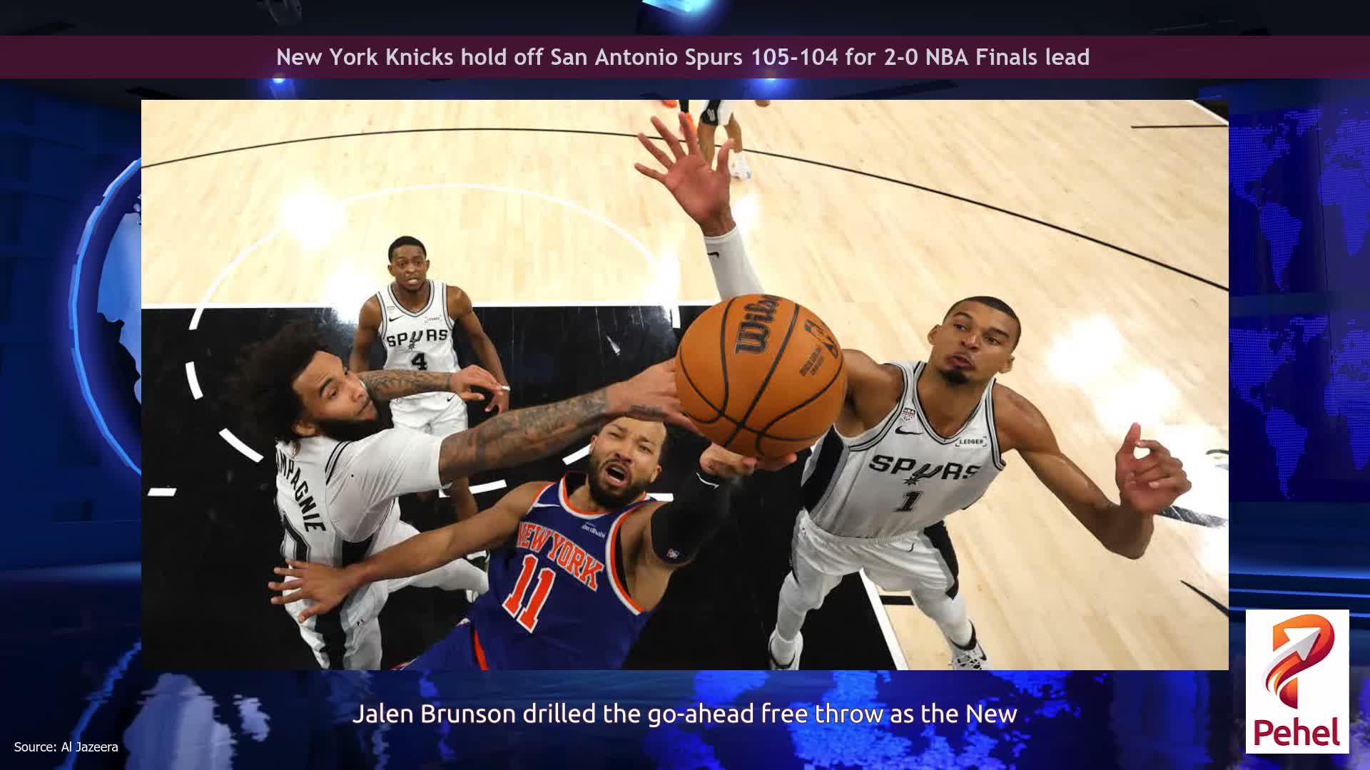 New York Knicks hold off San Antonio Spurs 105-104 for 2-0 NBA Finals lead