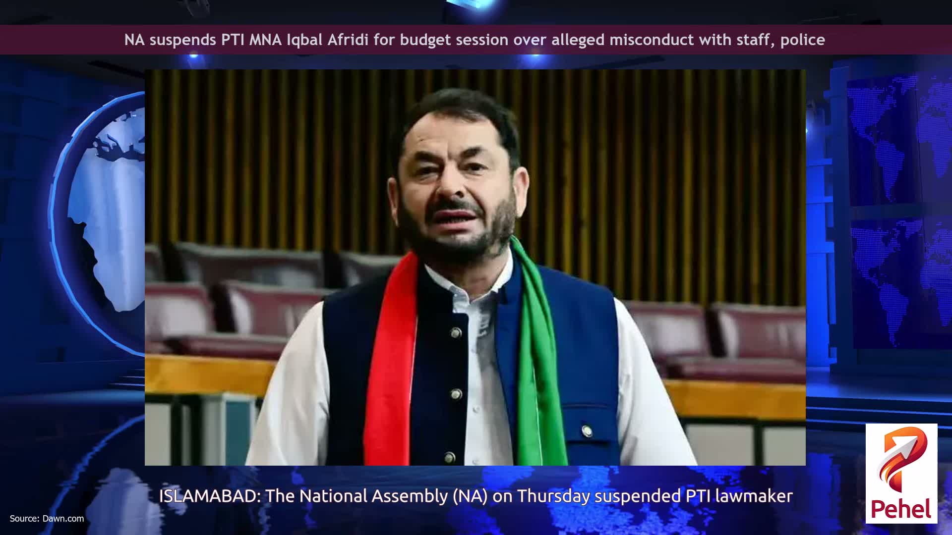 NA suspends PTI MNA Iqbal Afridi for budget session over alleged misconduct with staff, police