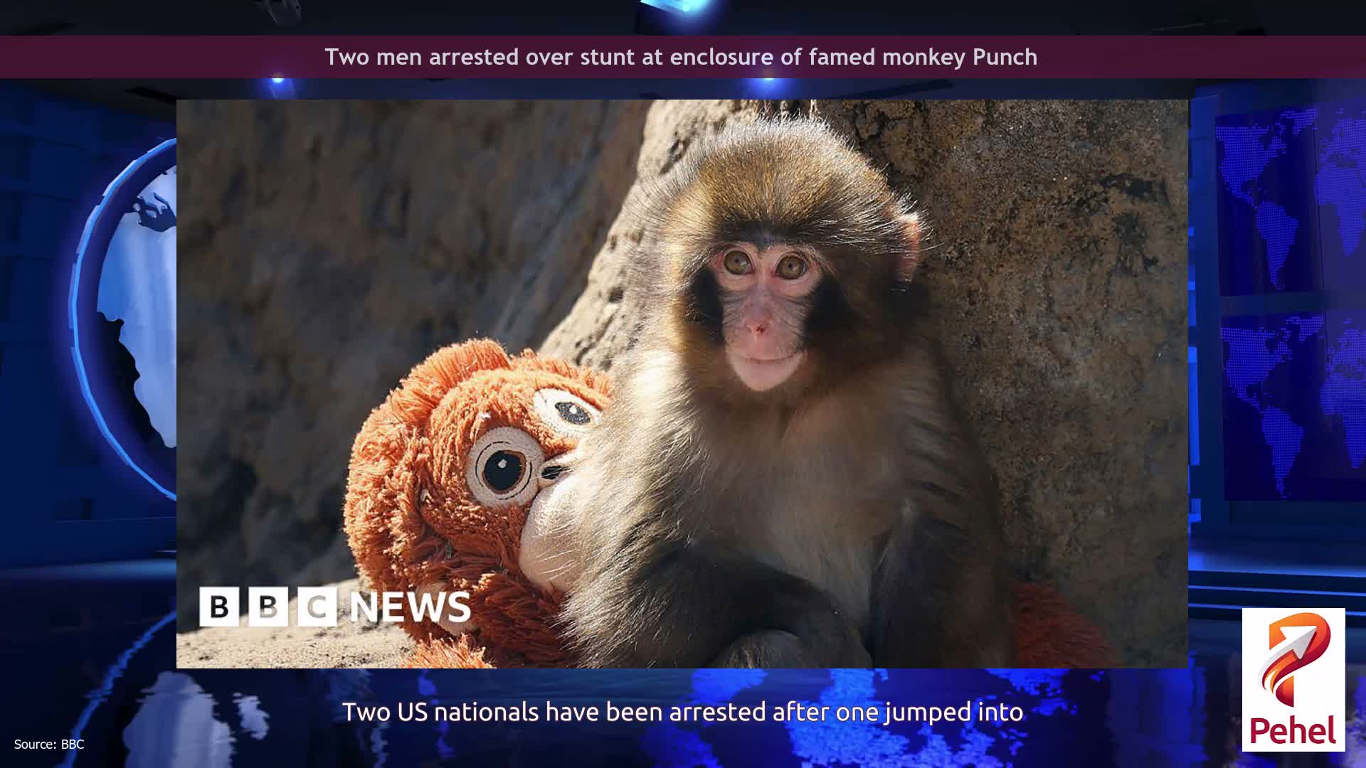 Two men arrested over stunt at enclosure of famed monkey Punch