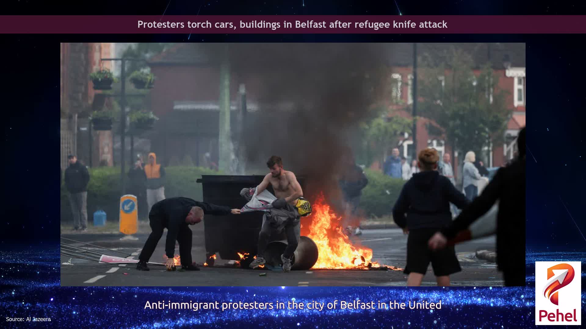 Protesters torch cars, buildings in Belfast after refugee knife attack