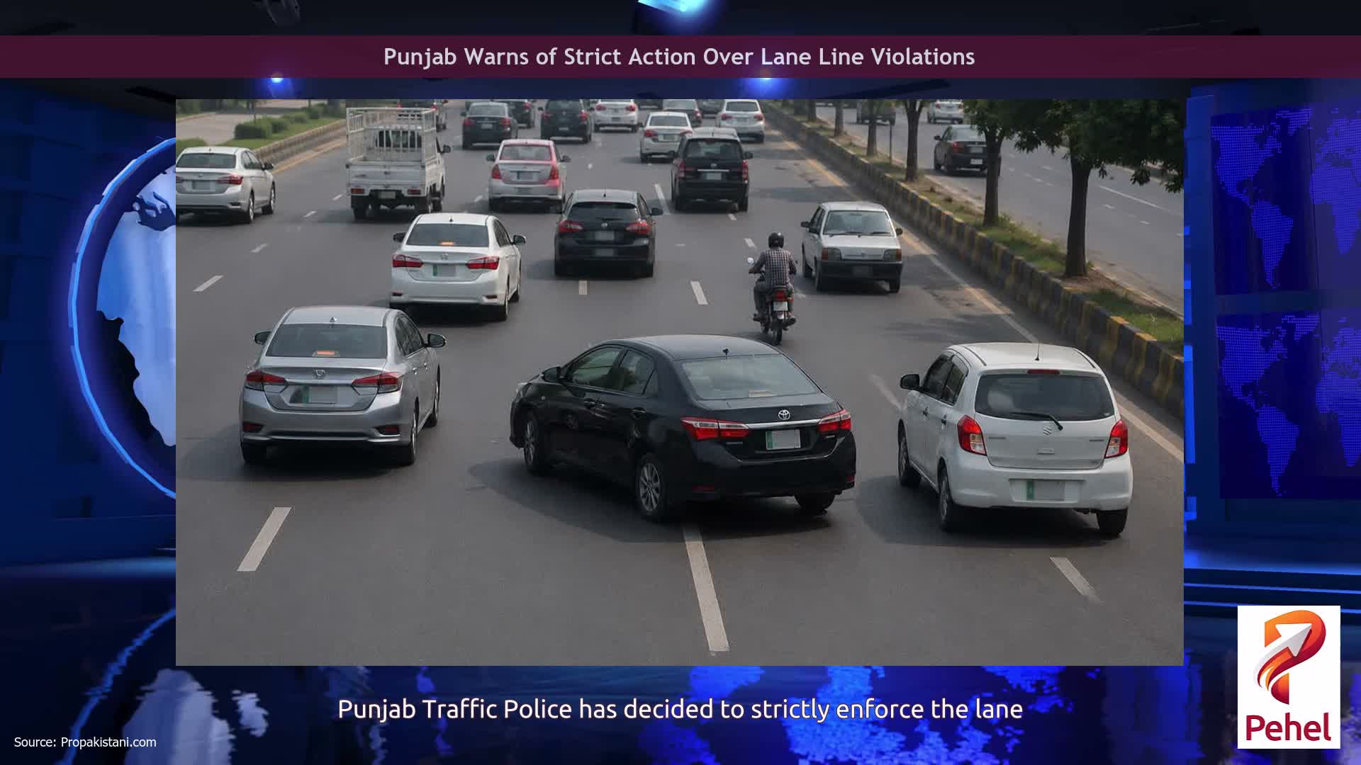 Punjab Warns of Strict Action Over Lane Line Violations