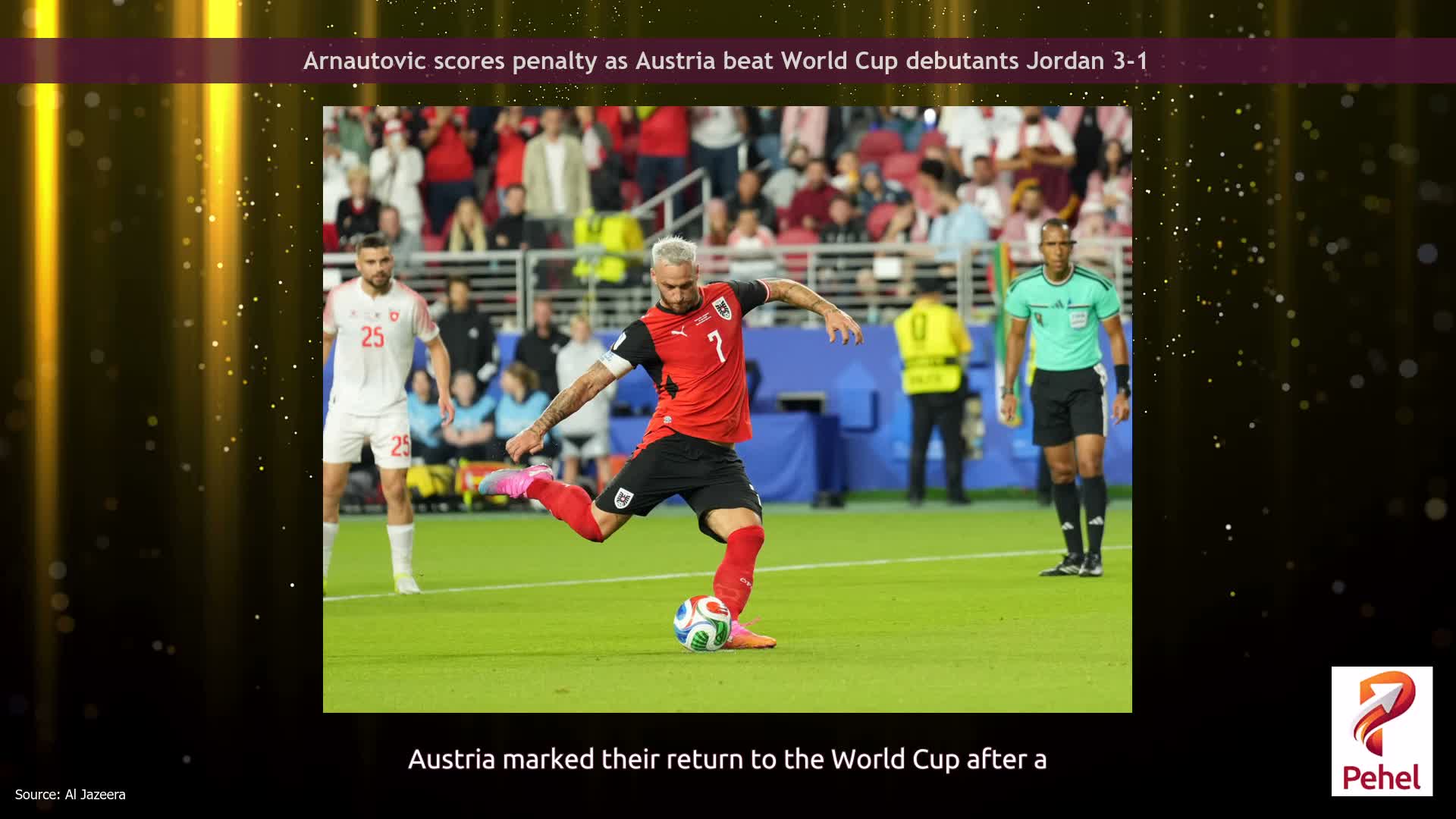Arnautovic scores penalty as Austria beat World Cup debutants Jordan 3-1