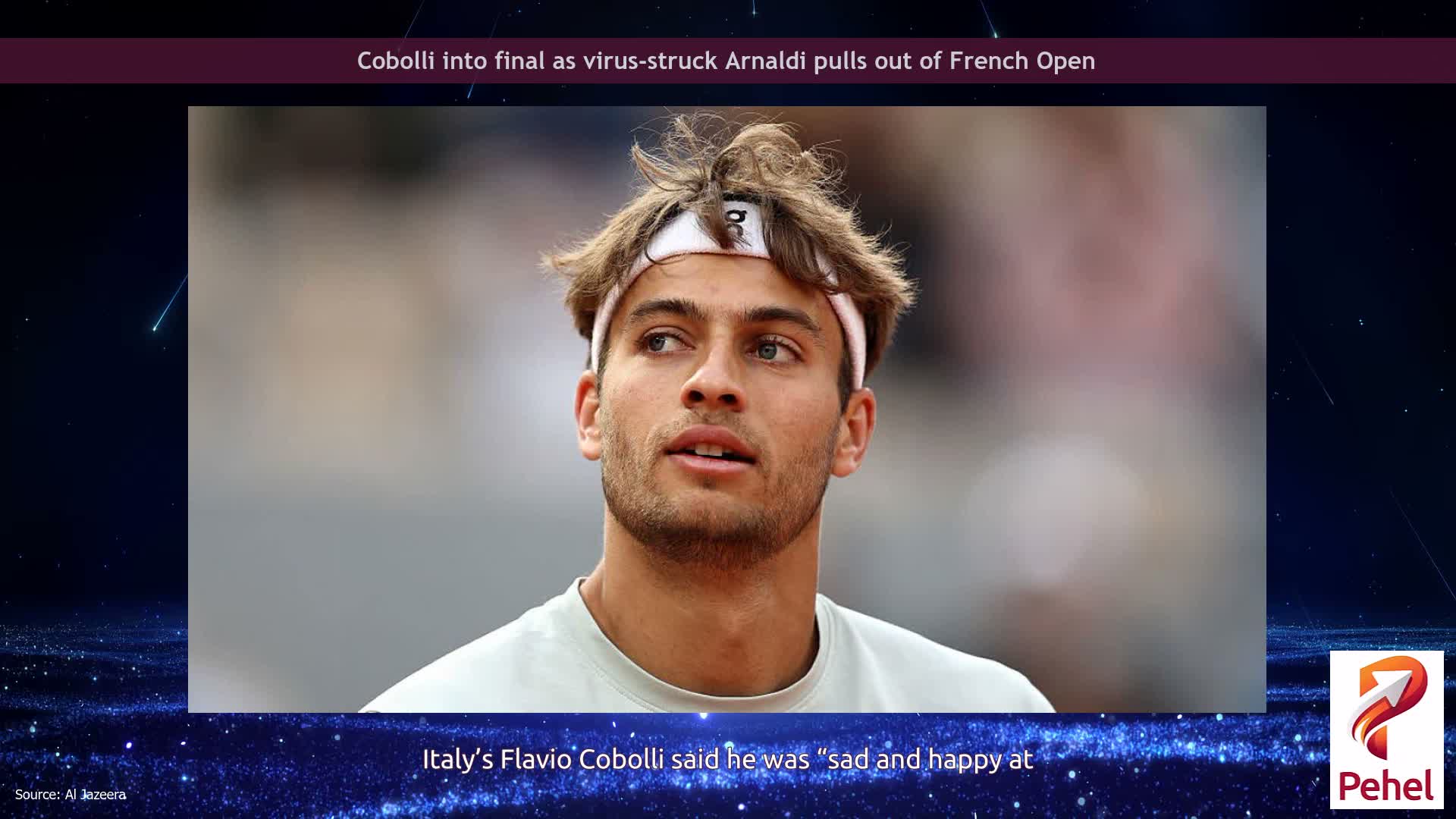 Cobolli into final as virus-struck Arnaldi pulls out of French Open