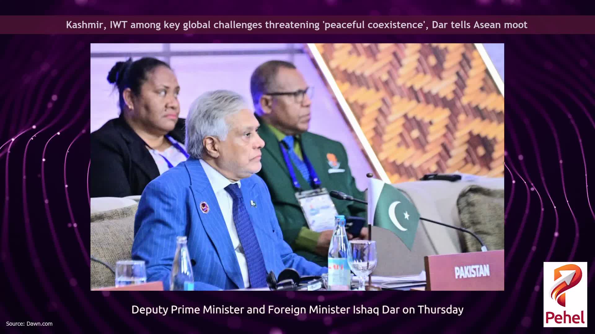 Kashmir, IWT among key global challenges threatening 'peaceful coexistence', Dar tells Asean moot