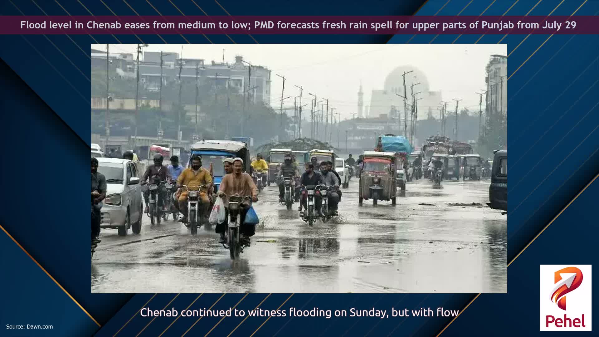 Flood level in Chenab eases from medium to low; PMD forecasts fresh rain spell for upper parts of Punjab from July 29