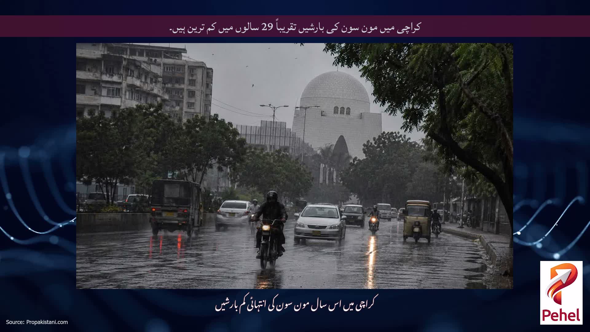 کراچی میں مون سون کی بارشیں تقریباً 29 سالوں میں کم ترین ہیں۔