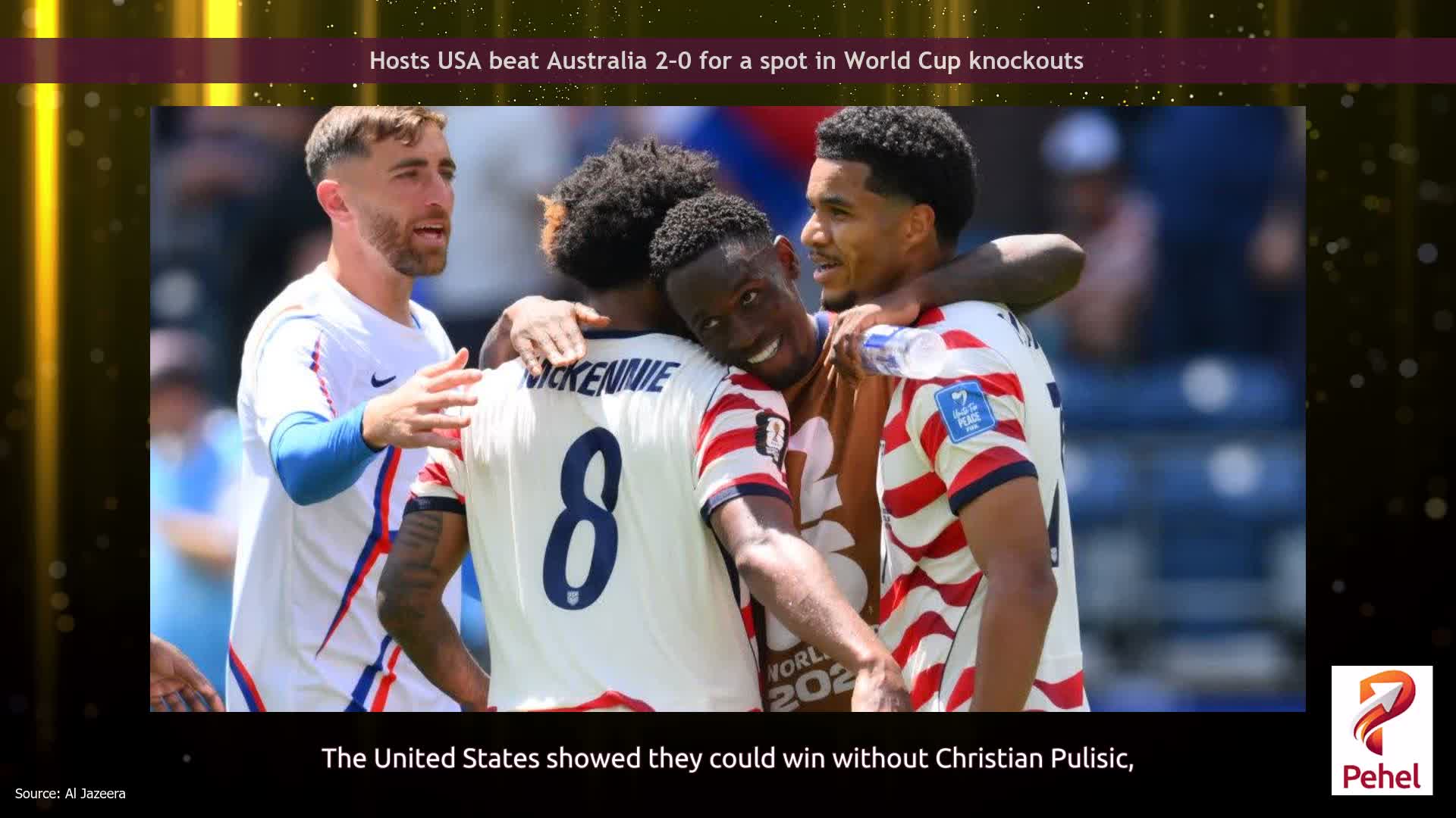 Hosts USA beat Australia 2–0 for a spot in World Cup knockouts