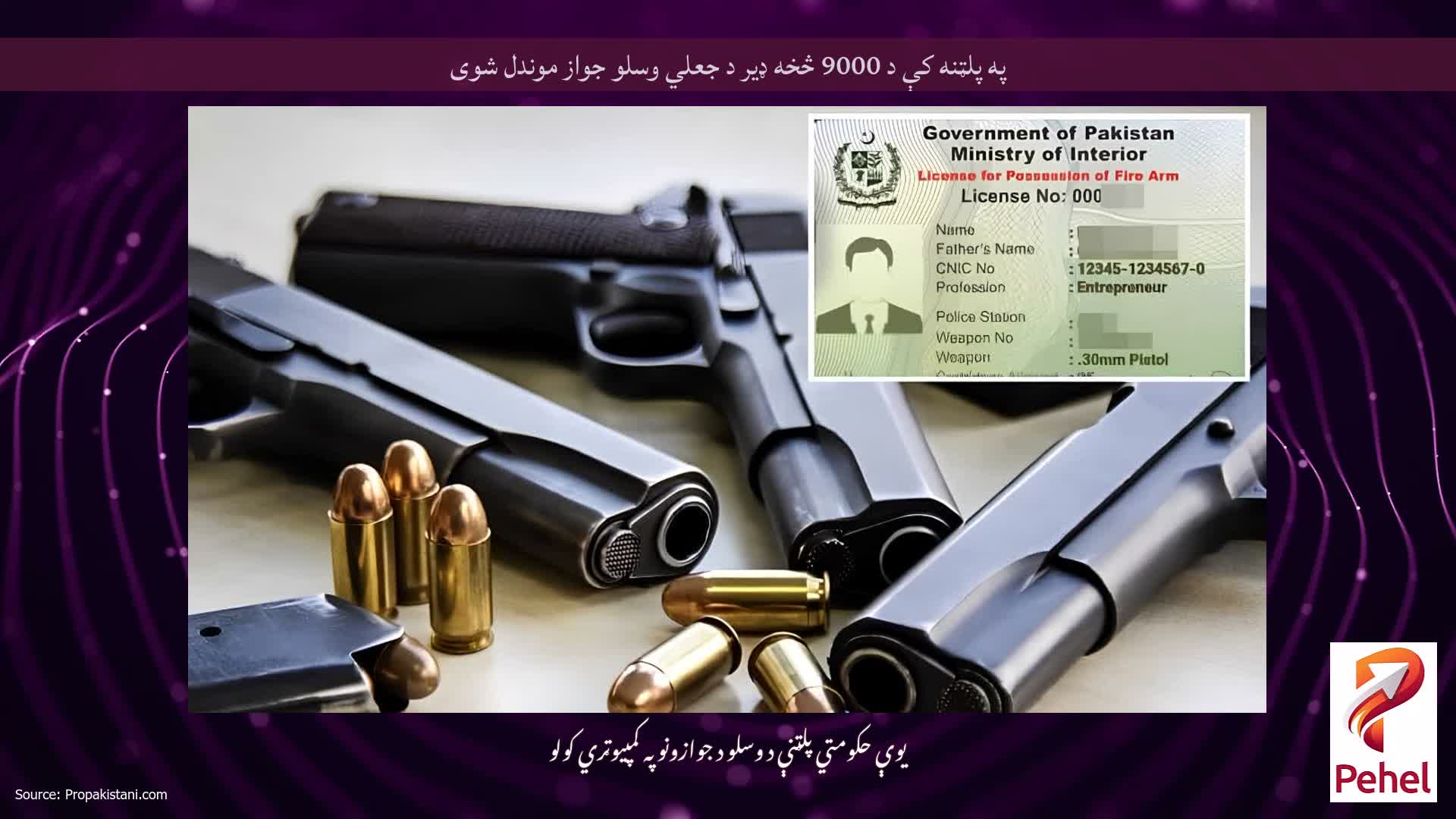 په پلټنه کې د 9000 څخه ډیر د جعلي وسلو جواز موندل شوی