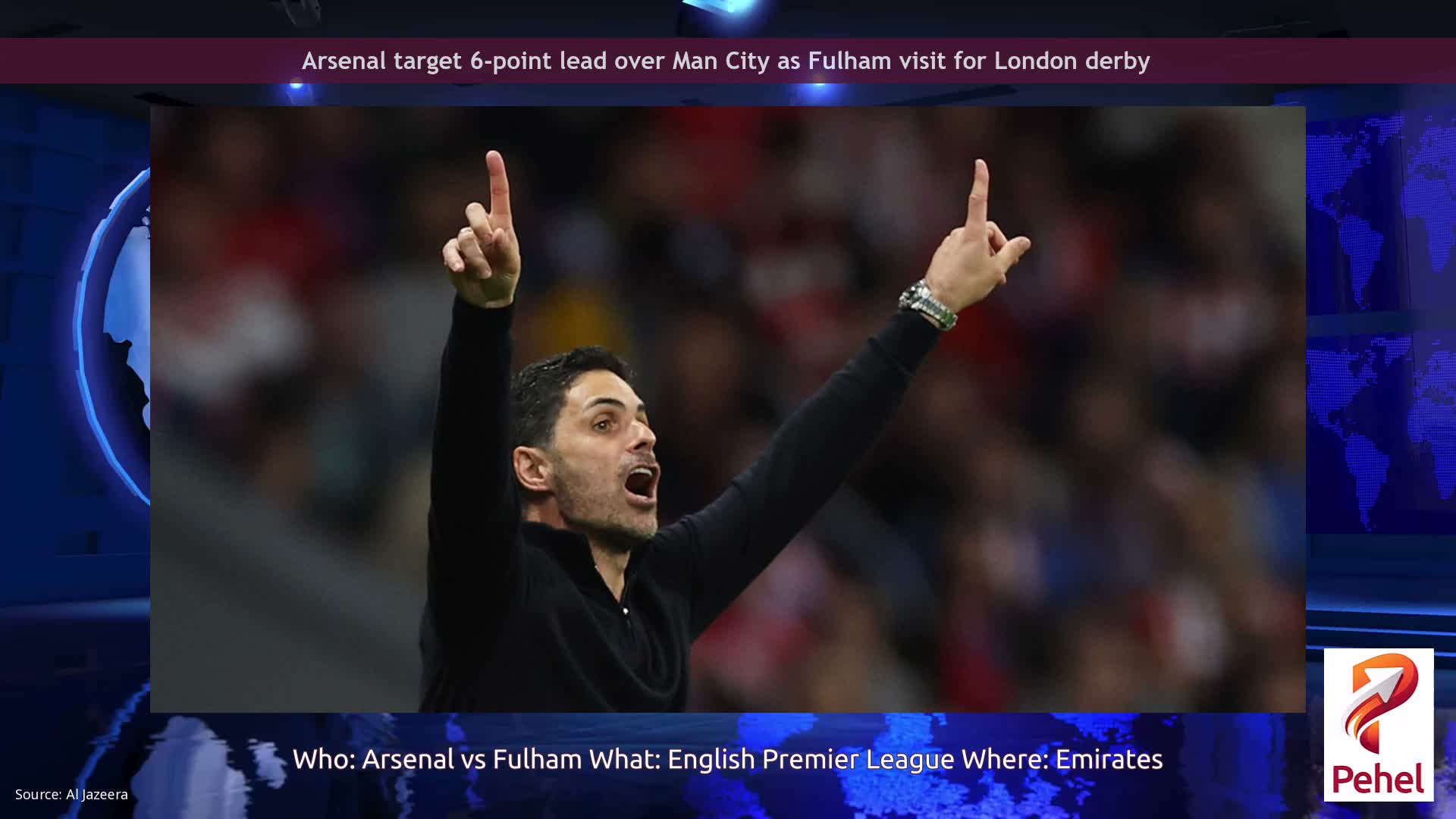 Arsenal target 6-point lead over Man City as Fulham visit for London derby