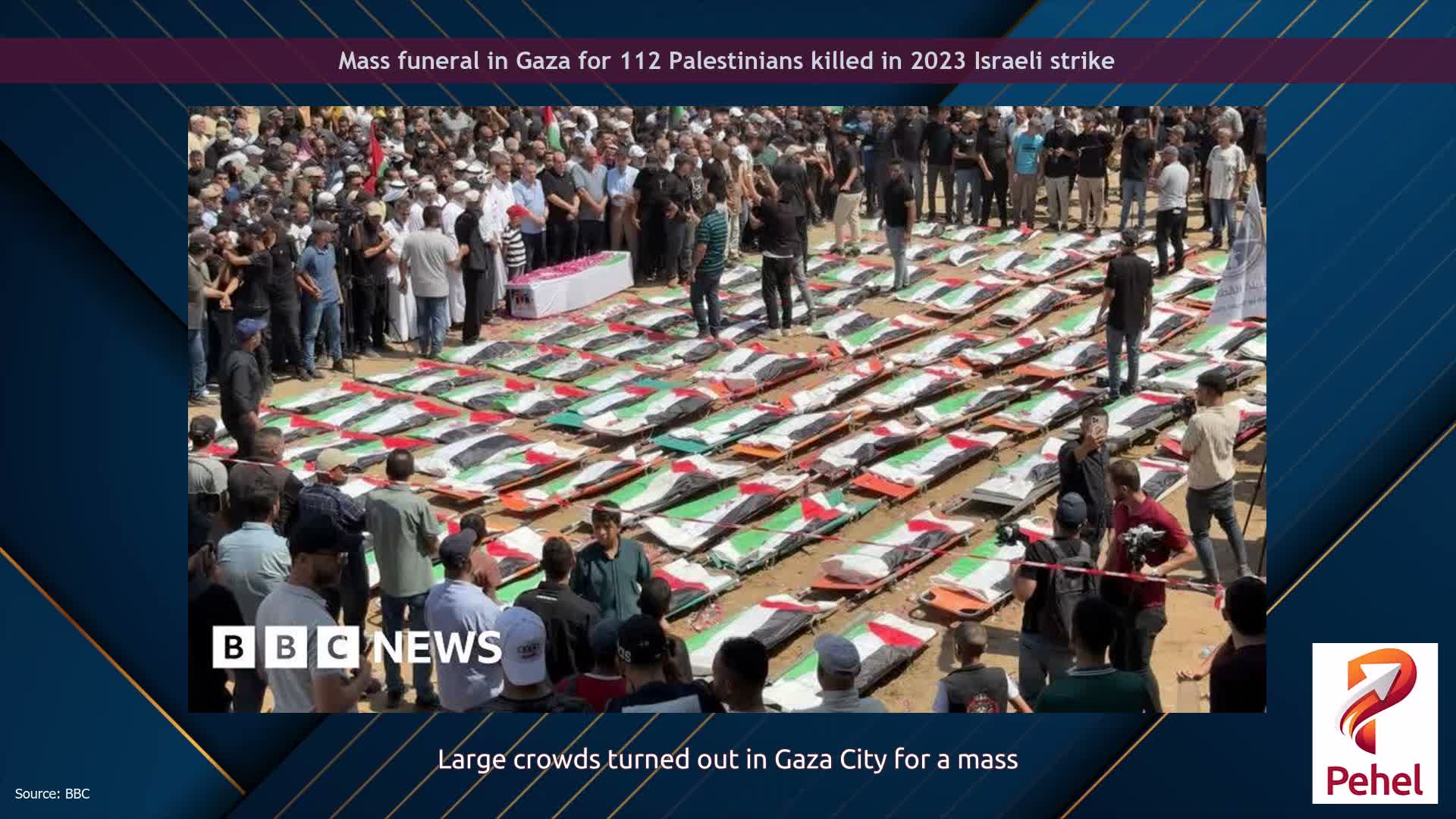 Mass funeral in Gaza for 112 Palestinians killed in 2023 Israeli strike