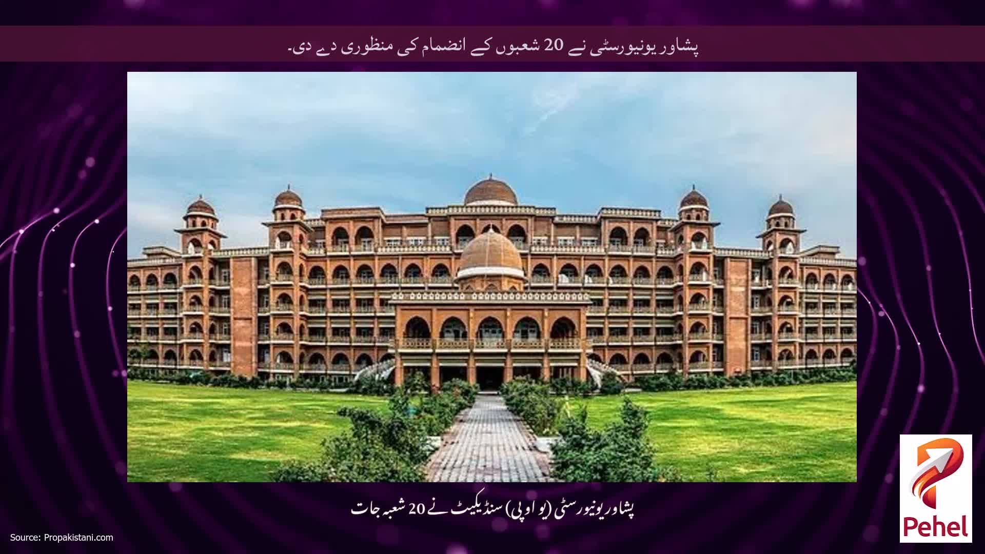 پشاور یونیورسٹی نے 20 شعبوں کے انضمام کی منظوری دے دی۔