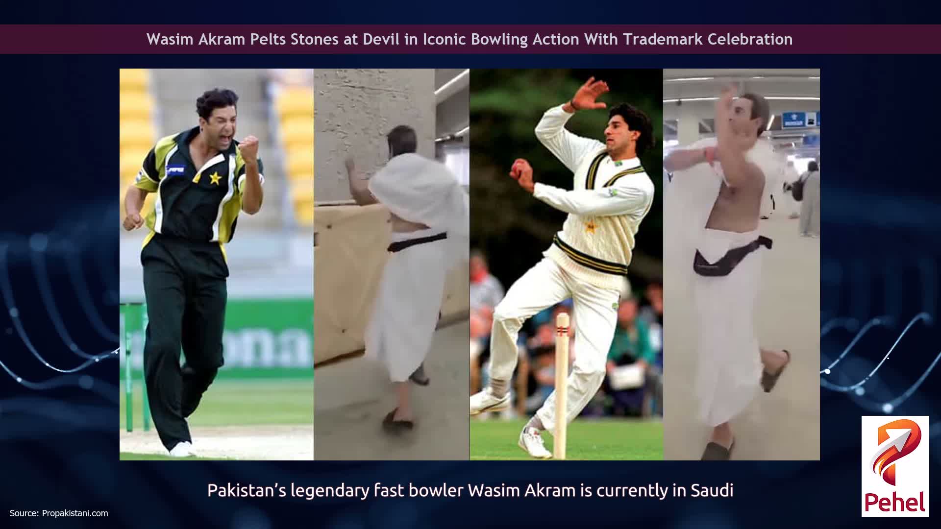Wasim Akram Pelts Stones at Devil in Iconic Bowling Action With Trademark Celebration
