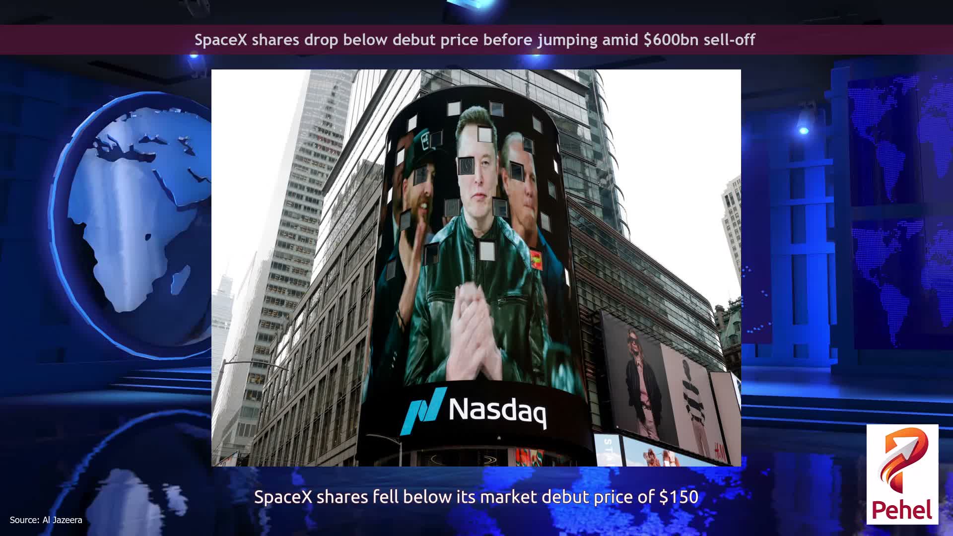 SpaceX shares drop below debut price before jumping amid $600bn sell-off
