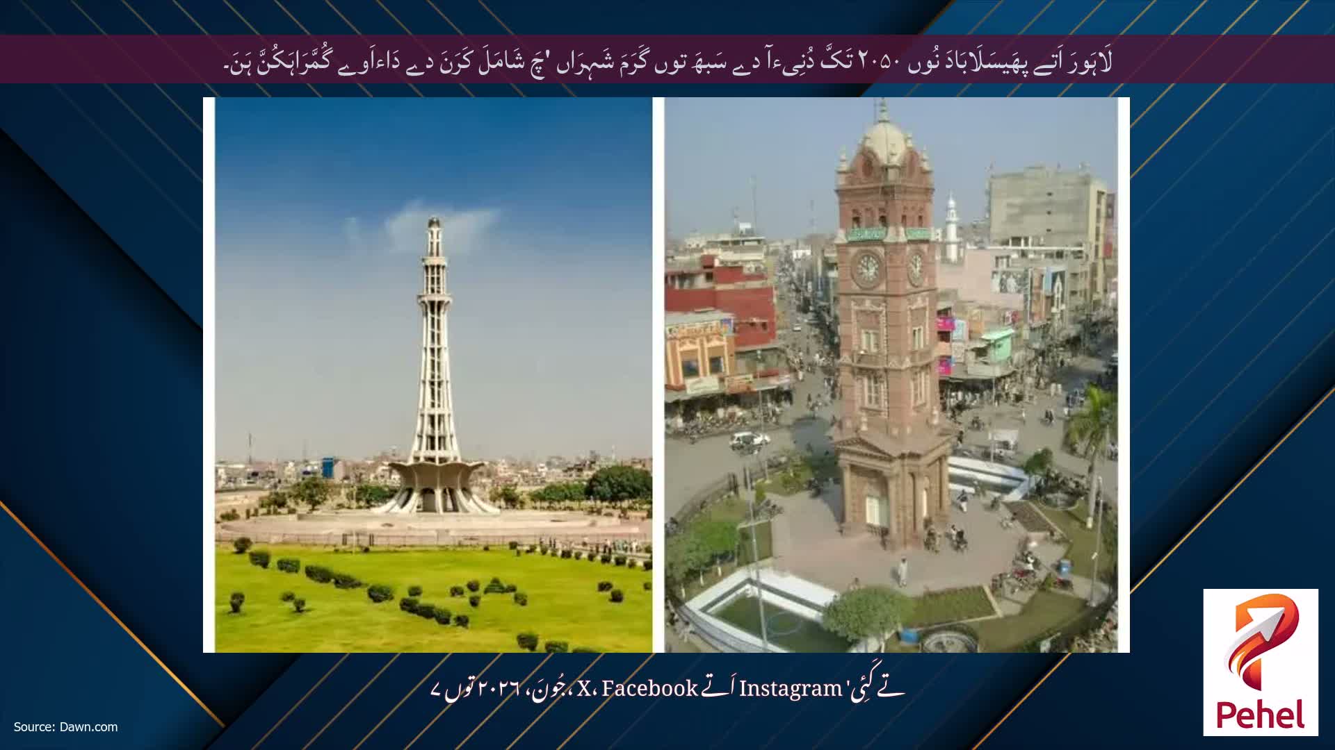 لَاہَورَ اَتے پھَیسَلَابَادَ نُوں ۲۰۵۰ تَکَّ دُنِیءآ دے سَبھَ توں گَرَمَ شَہِرَاں 'چَ شَامَلَ کَرَنَ دے دَاءاَوے گُمَّرَاہَکُنَّ ہَنَ۔
