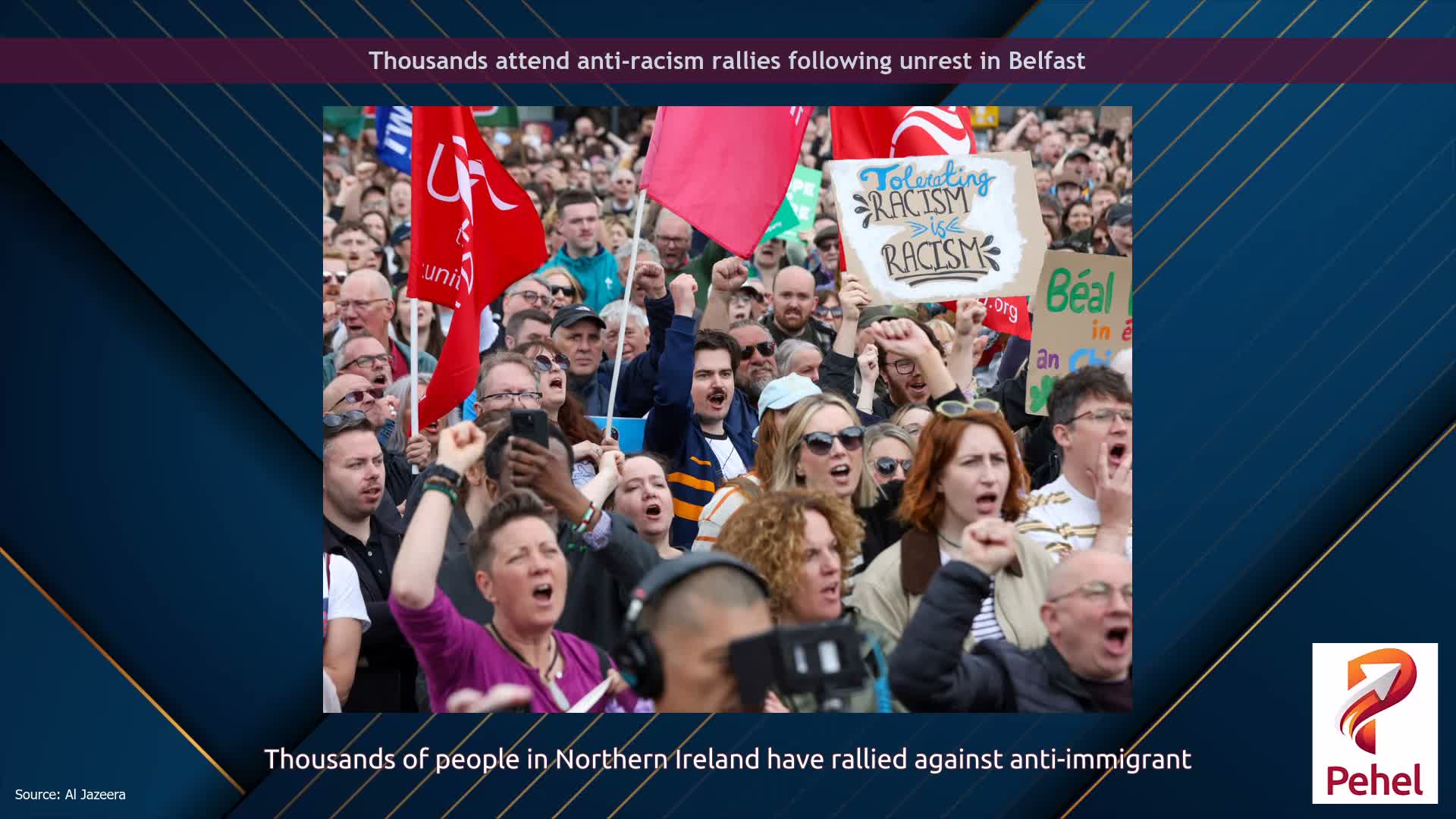 Thousands attend anti-racism rallies following unrest in Belfast