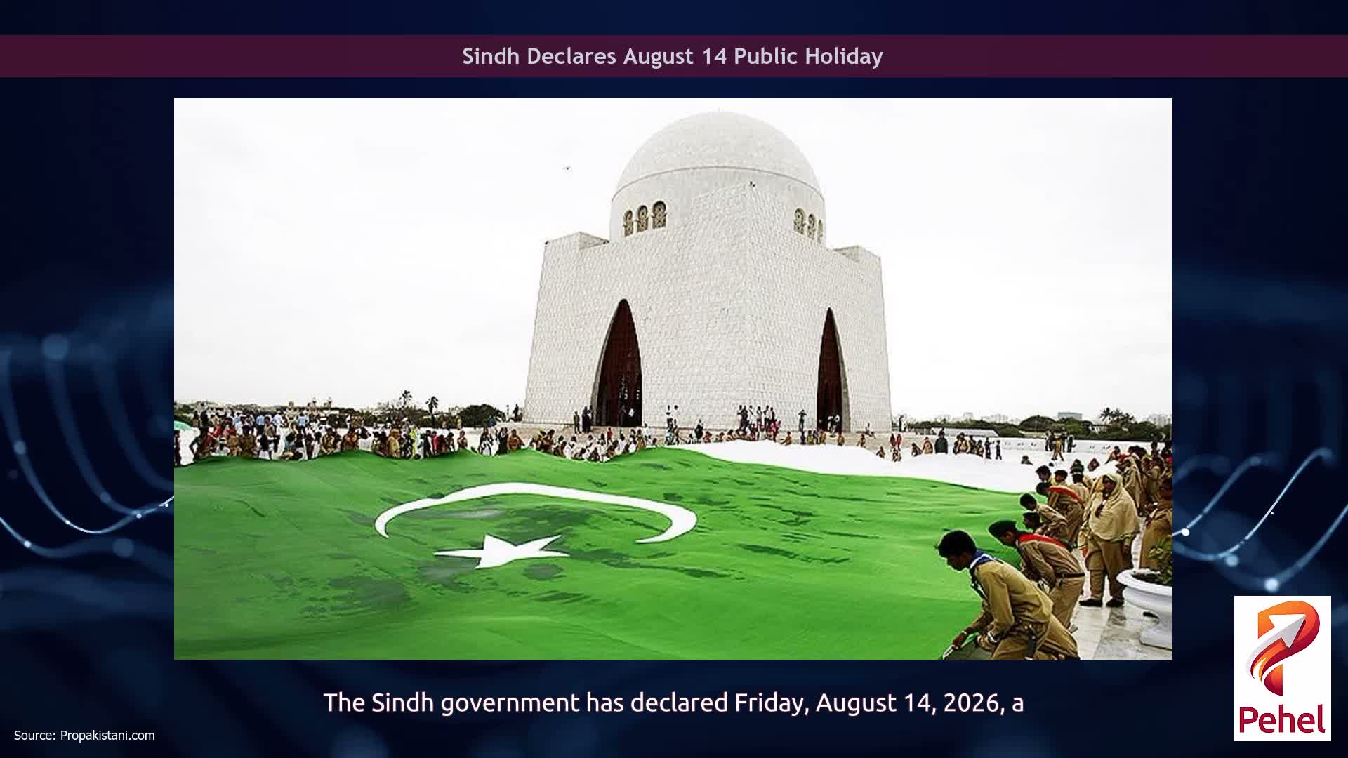 Sindh Declares August 14 Public Holiday