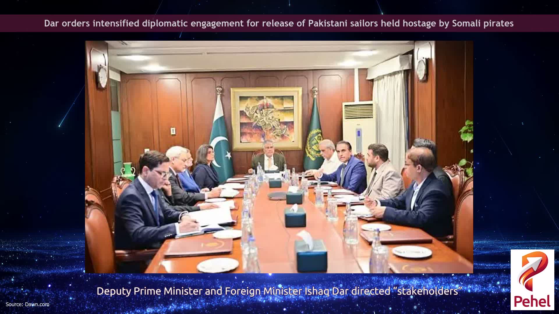Dar orders intensified diplomatic engagement for release of Pakistani sailors held hostage by Somali pirates