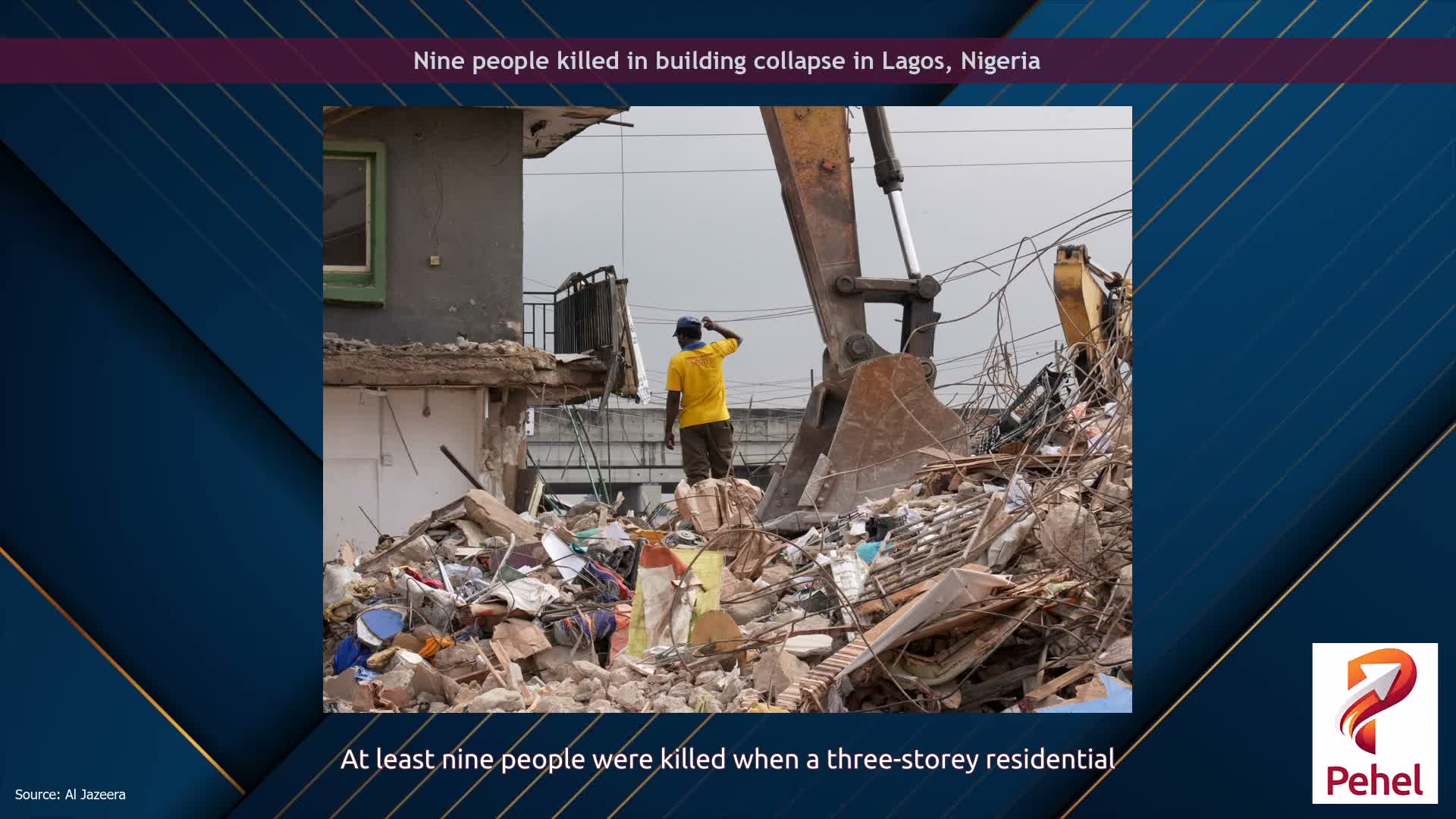 Nine people killed in building collapse in Lagos, Nigeria