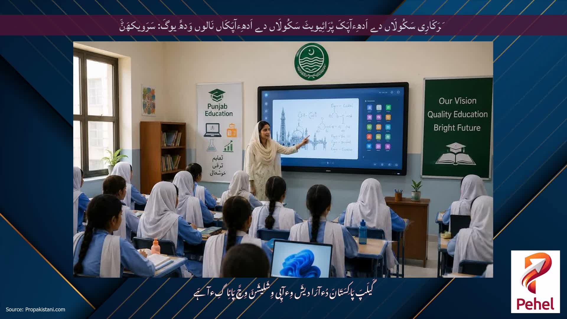 سَرَکَارِی سَکُولَاں دے اَدھِءآپَکَ پْرَائِیویٹَ سَکُولَاں دے اَدھِءآپَکَاں نَالوں وَدھَّ یوگَ: سَرَویکھَݨَ