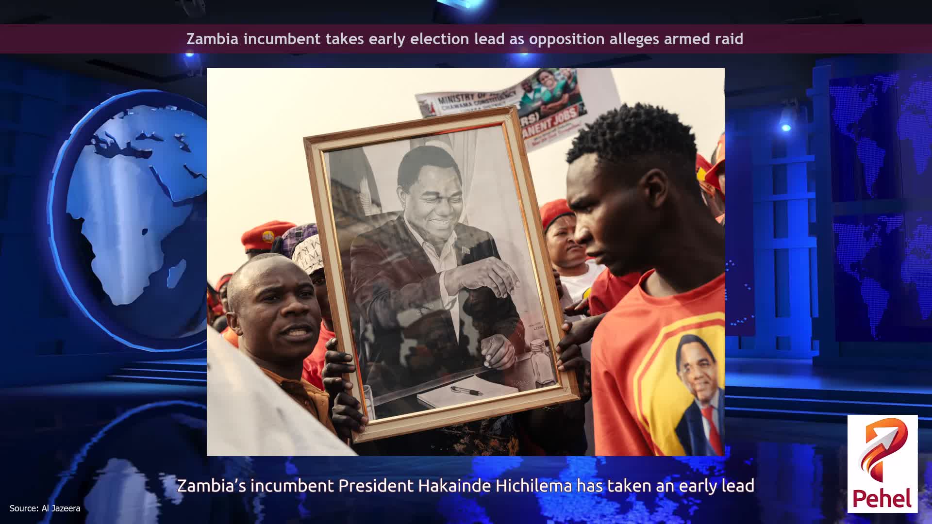 Zambia incumbent takes early election lead as opposition alleges armed raid