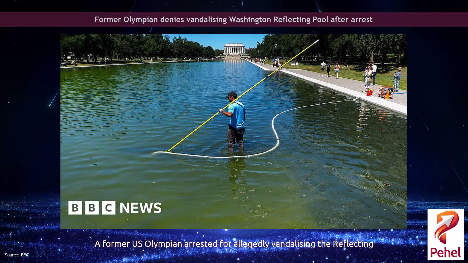 Former Olympian denies vandalising Washington Reflecting Pool after arrest