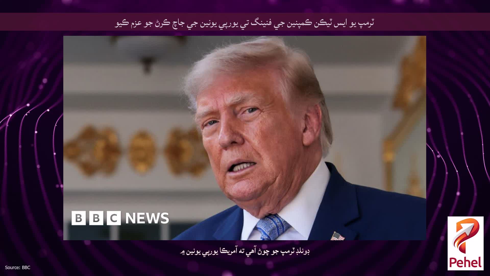 ٽرمپ يو ايس ٽيڪن ڪمپنين جي فنينگ تي يورپي يونين جي جاچ ڪرڻ جو عزم ڪيو