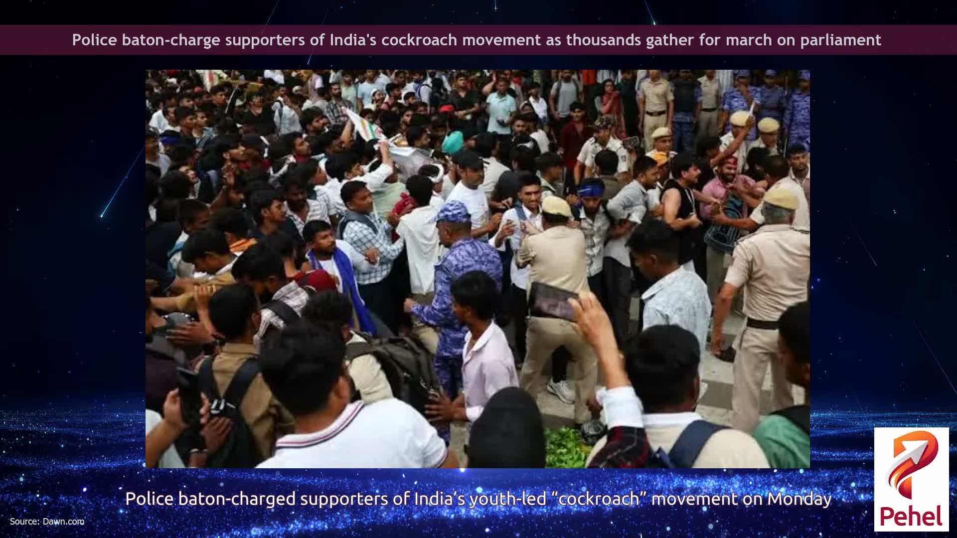 Police baton-charge supporters of India's cockroach movement as thousands gather for march on parliament
