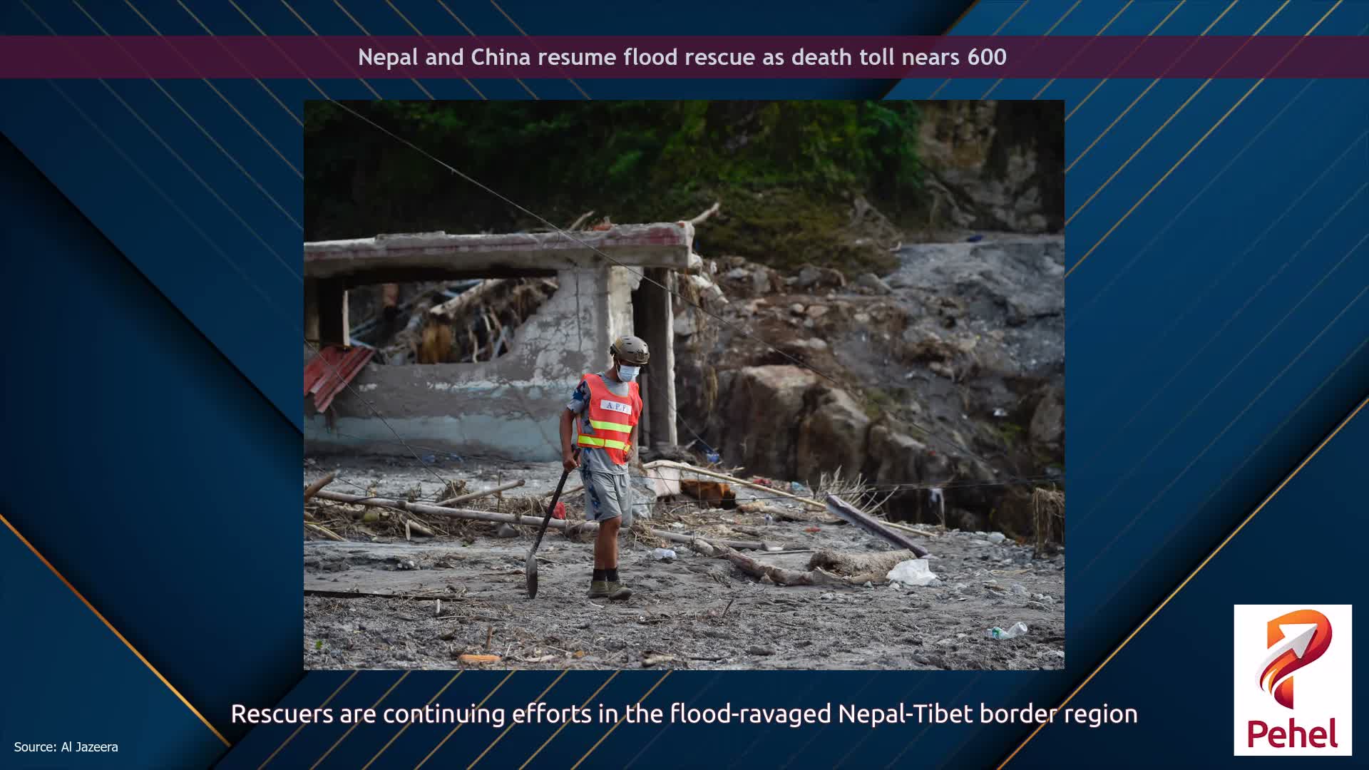 Nepal and China resume flood rescue as death toll nears 600