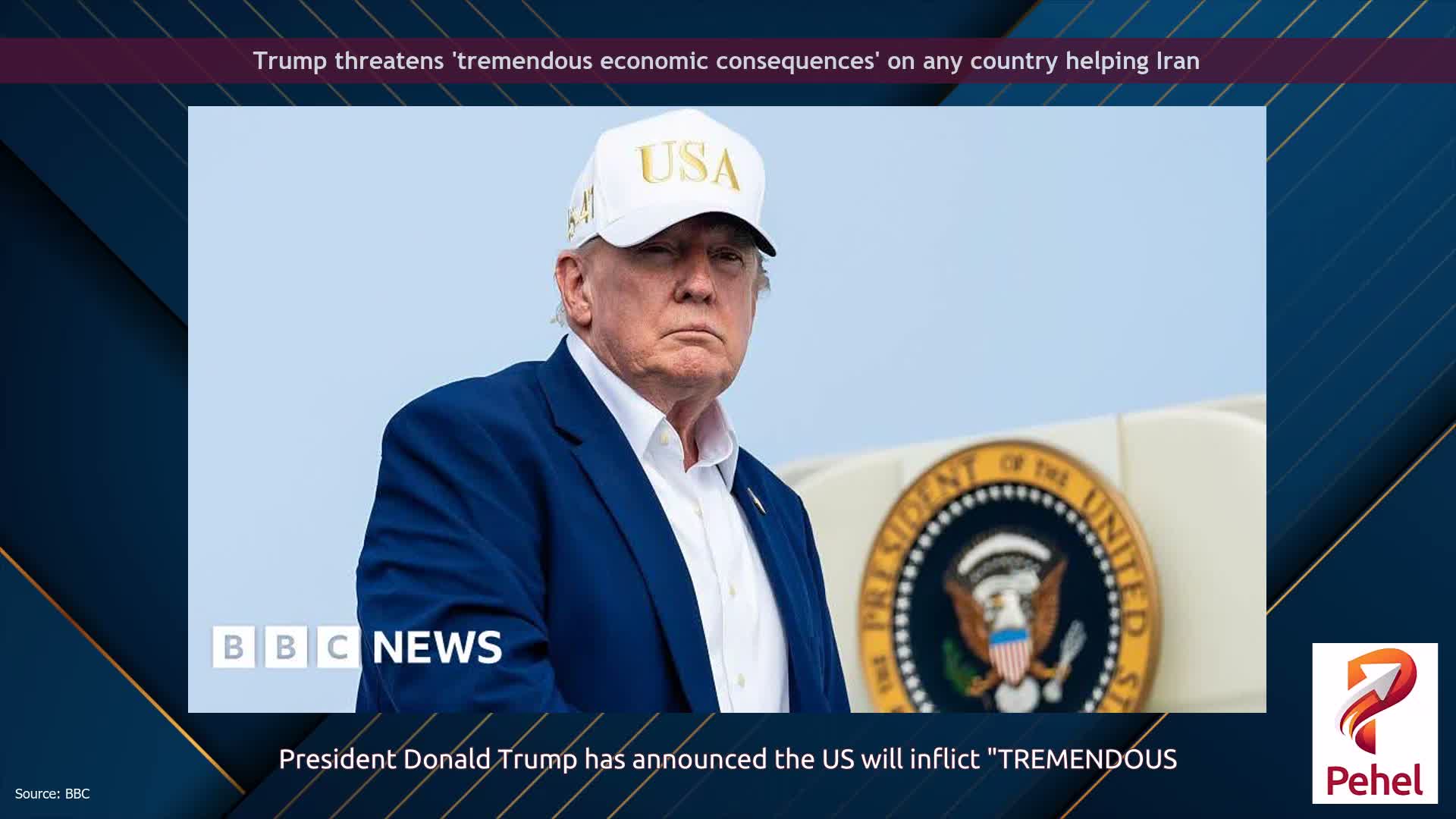 Trump threatens 'tremendous economic consequences' on any country helping Iran