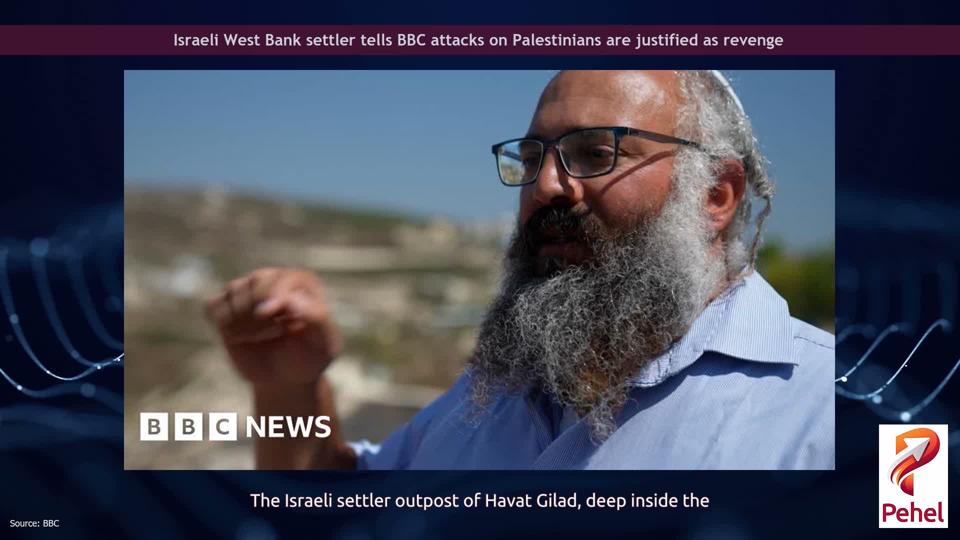 Israeli West Bank settler tells BBC attacks on Palestinians are justified as revenge