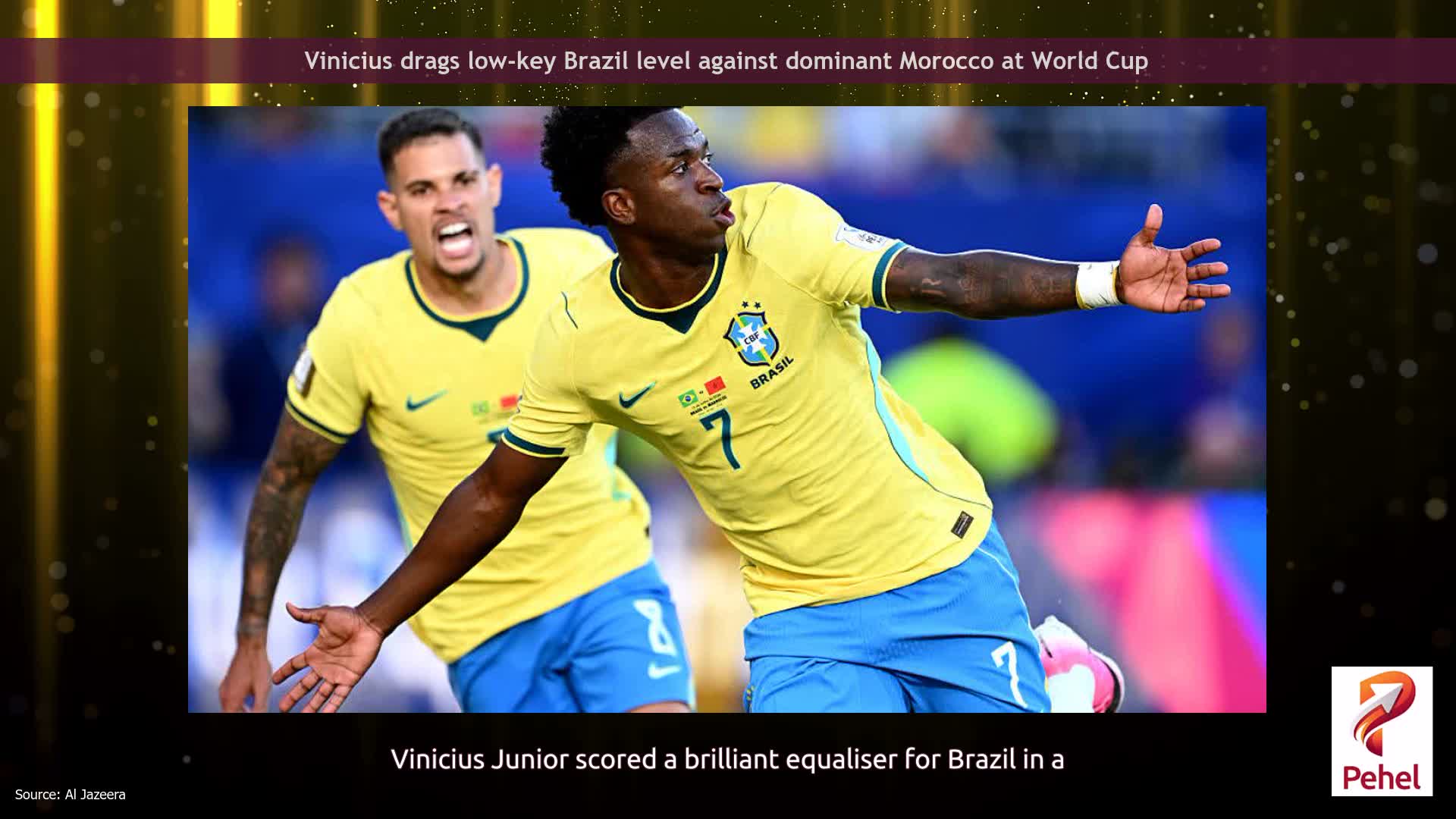 Vinicius drags low-key Brazil level against dominant Morocco at World Cup