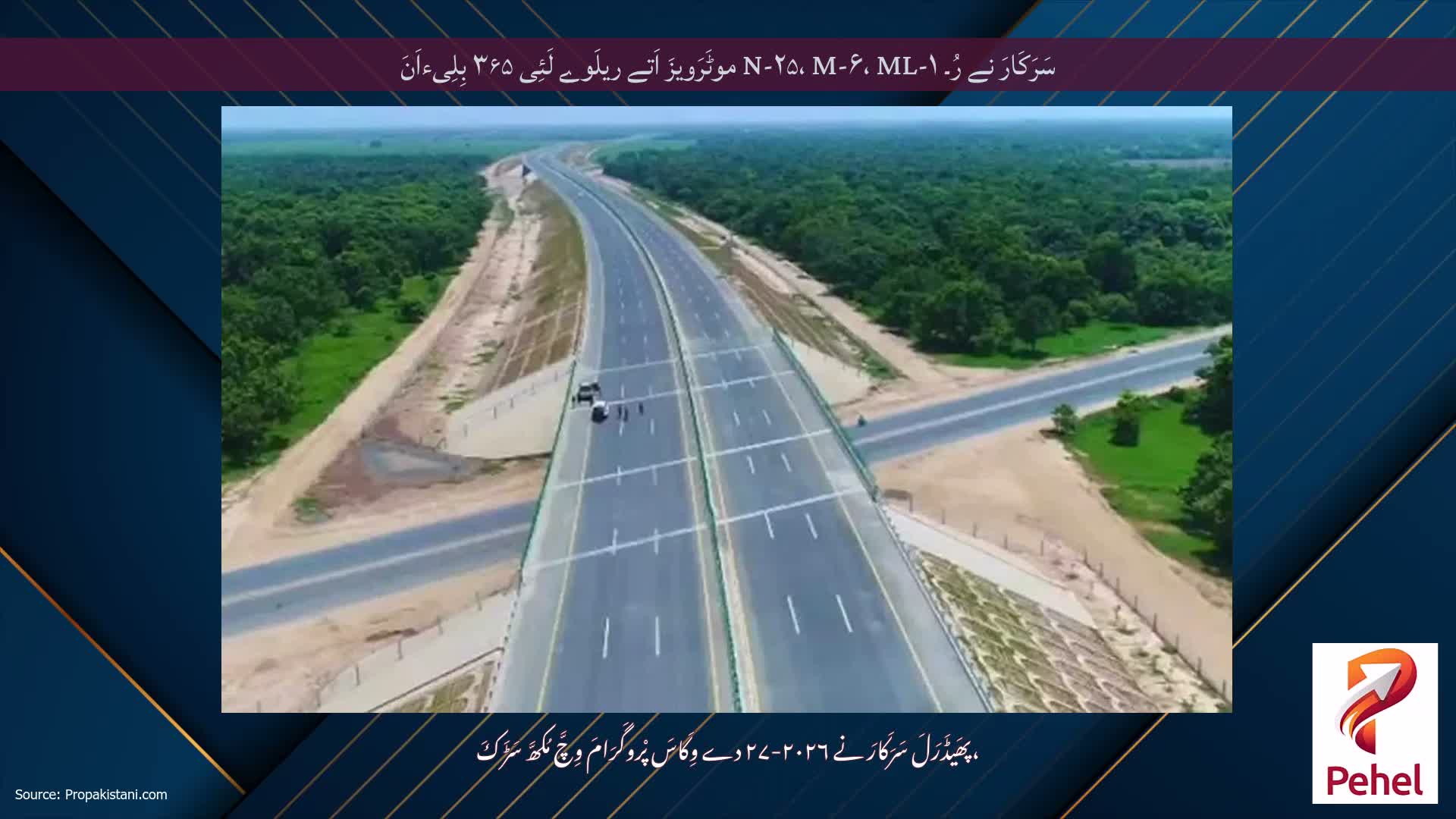 سَرَکَارَ نے رُ۔ N-۲۵، M-۶، ML-۱ موٹَرَویزَ اَتے ریلَوے لَئِی ۳۶۵ بِلِیءاَنَ