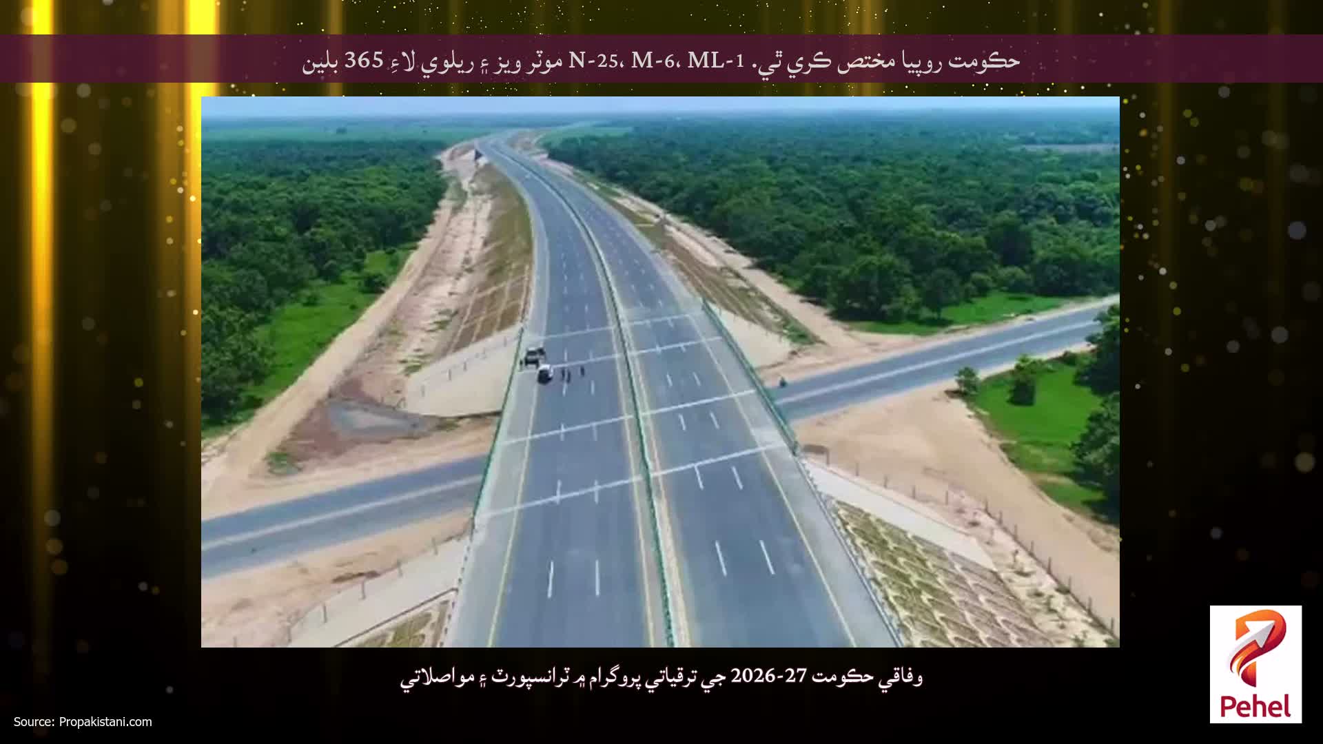 حڪومت روپيا مختص ڪري ٿي. N-25، M-6، ML-1 موٽر ويز ۽ ريلوي لاءِ 365 بلين