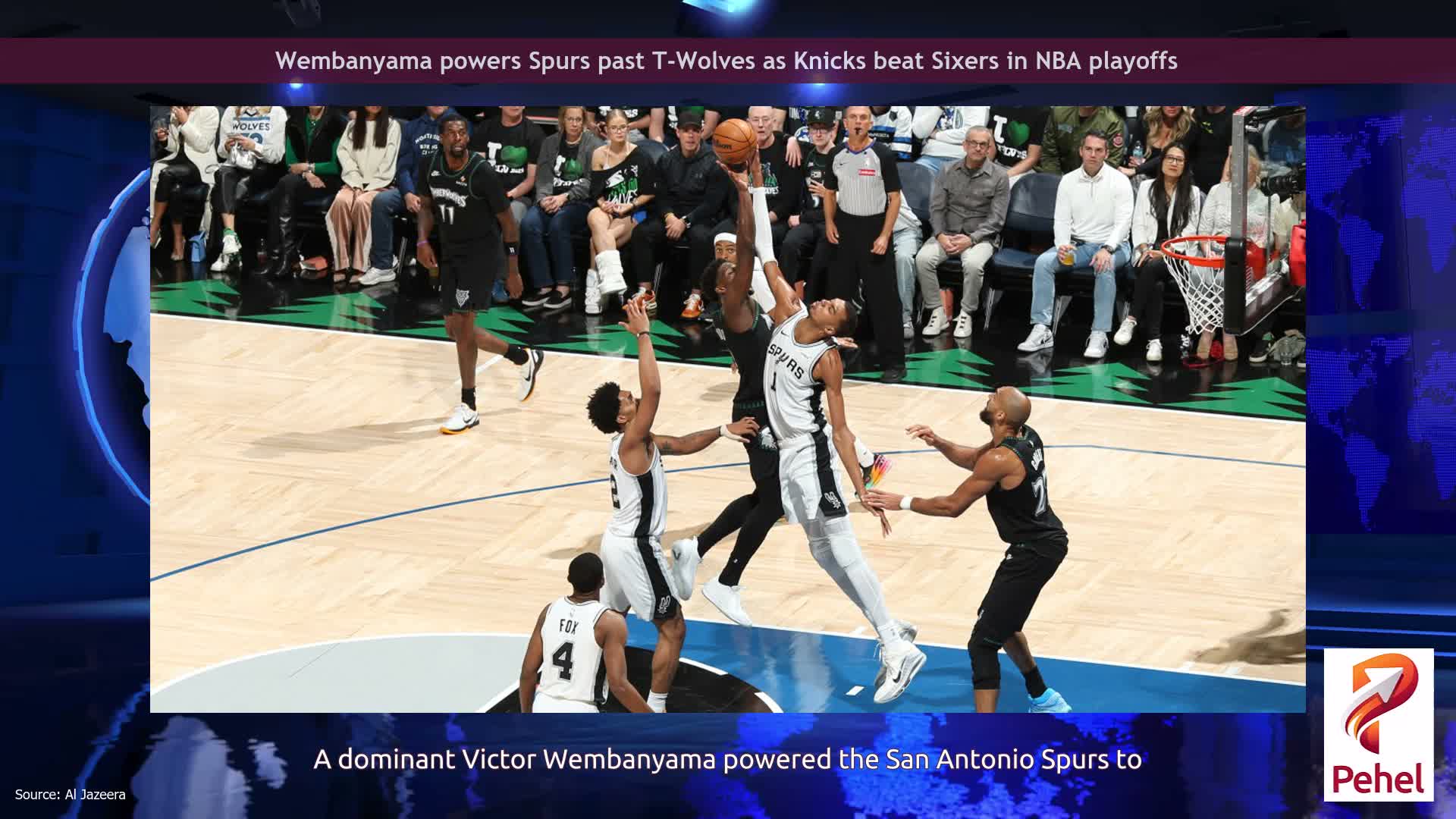 Wembanyama powers Spurs past T-Wolves as Knicks beat Sixers in NBA playoffs