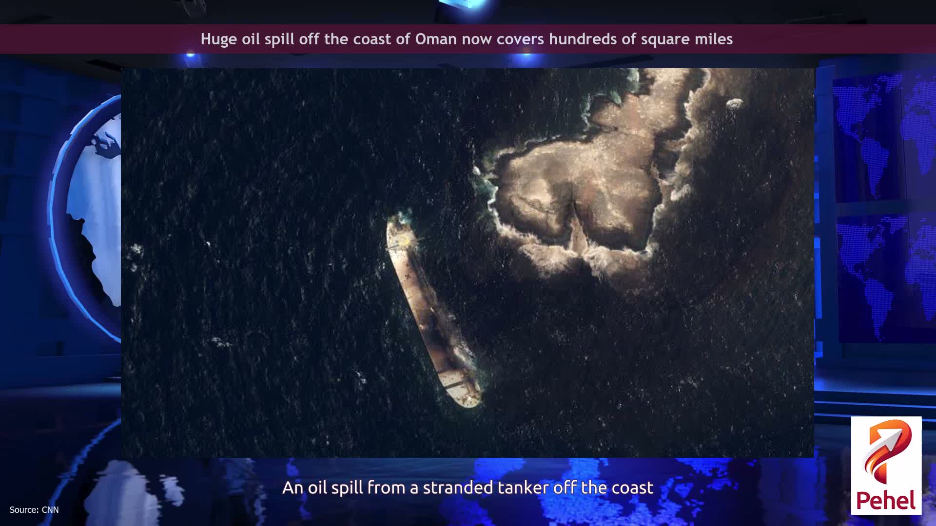 Huge oil spill off the coast of Oman now covers hundreds of square miles