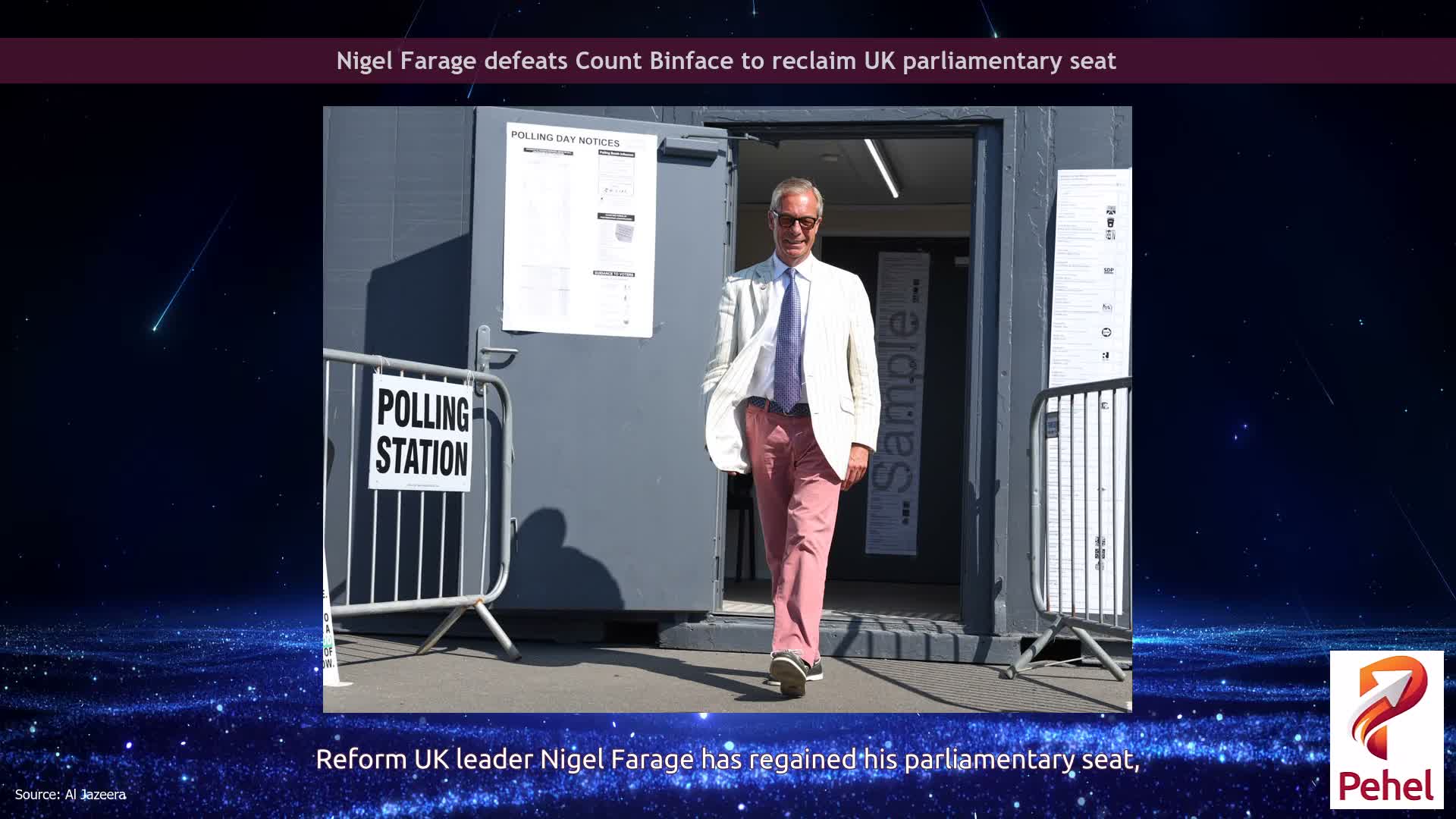 Nigel Farage defeats Count Binface to reclaim UK parliamentary seat
