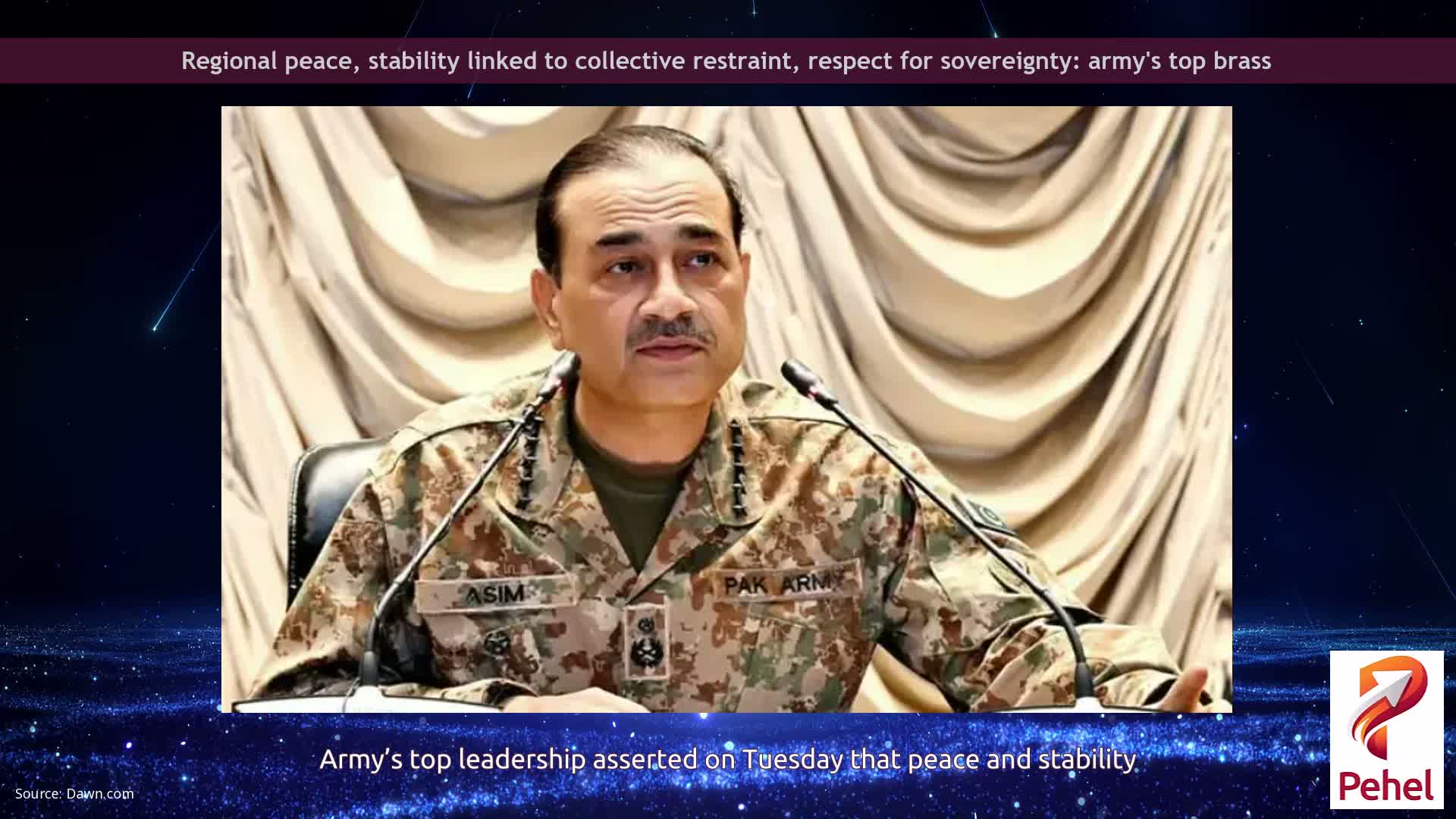 Regional peace, stability linked to collective restraint, respect for sovereignty: army's top brass