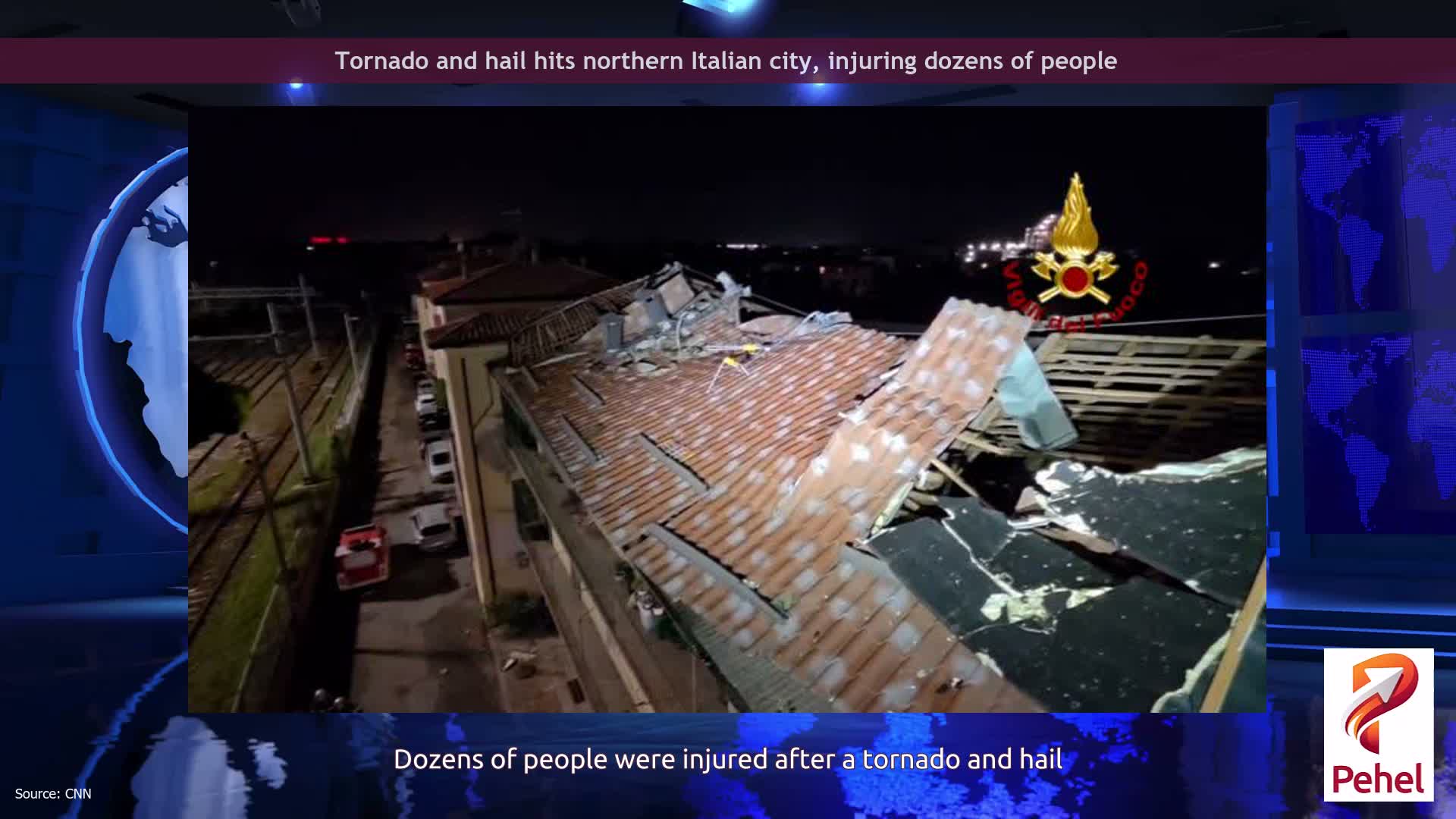 Tornado and hail hits northern Italian city, injuring dozens of people