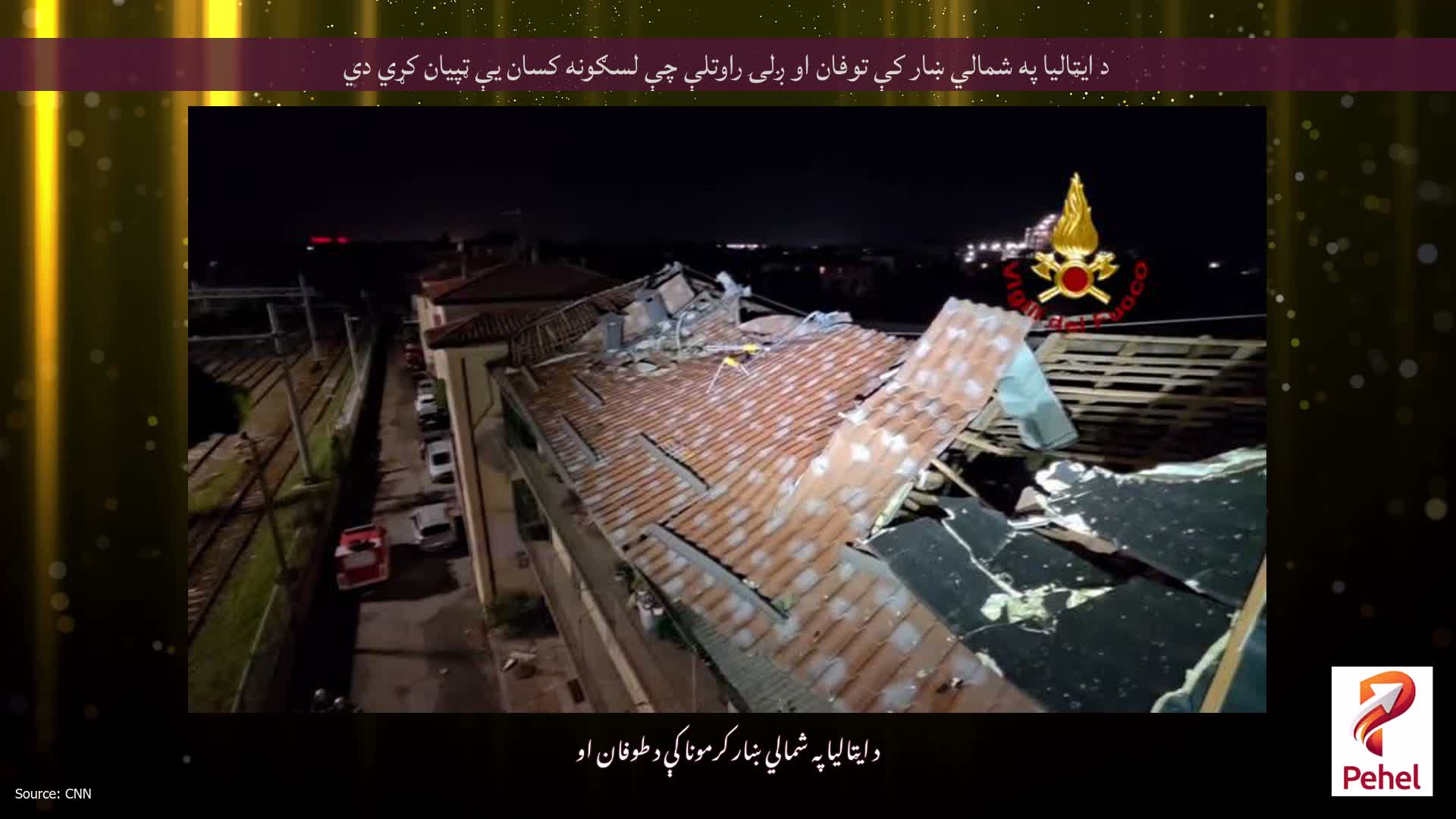 د ایټالیا په شمالي ښار کې توفان او ږلۍ راوتلې چې لسګونه کسان یې ټپیان کړي دي