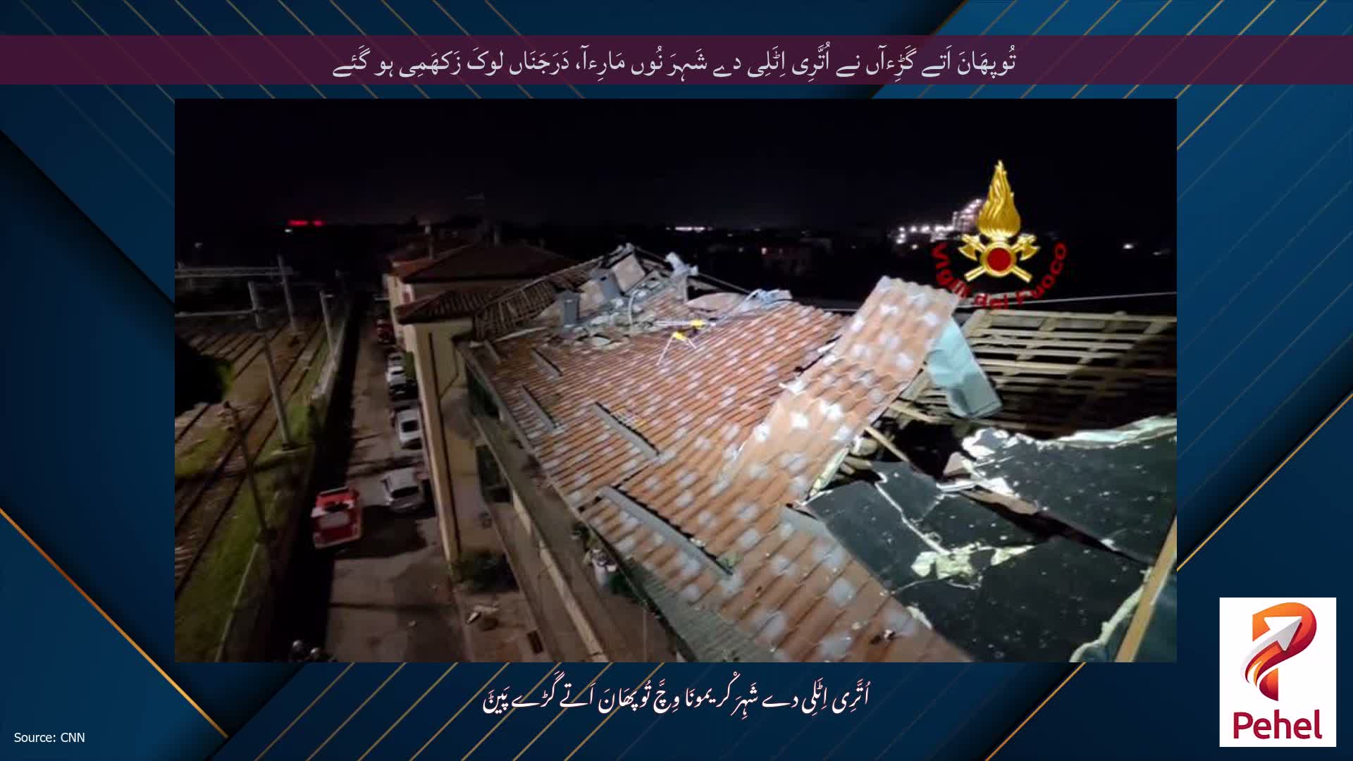 تُوپھَانَ اَتے گَڑِءآں نے اُتَّرِی اِٹَلِی دے شَہِرَ نُوں مَارِءآ، دَرَجَنَاں لوکَ زَکھَمِی ہو گَئے